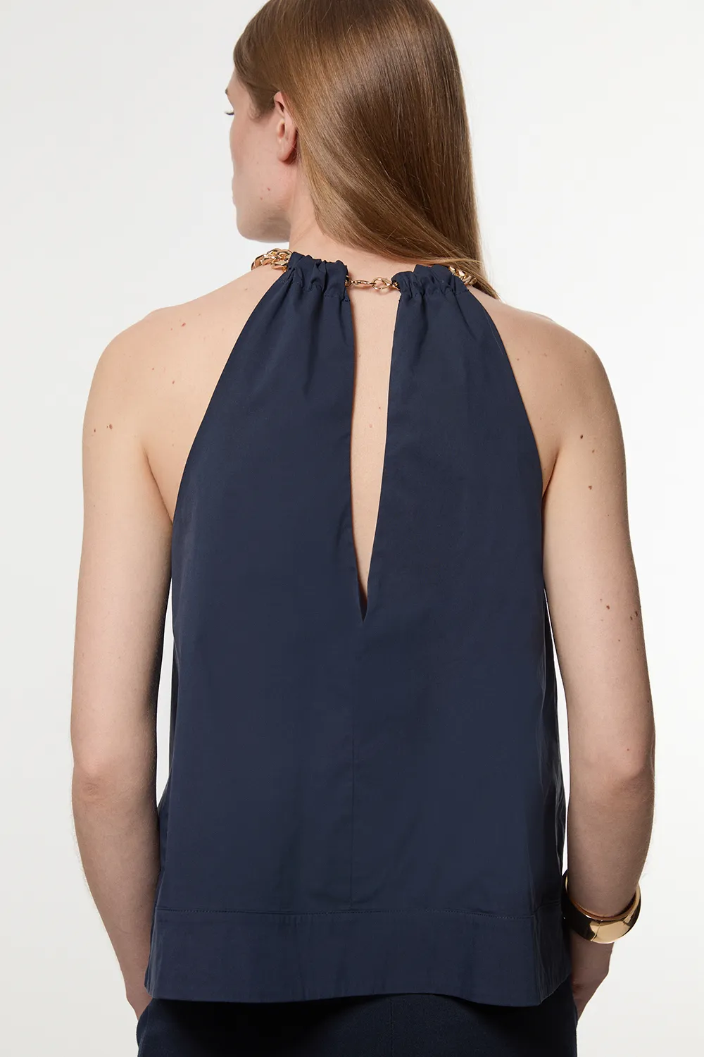 Cotton Poplin Chain Halter Neck Woven Shirt BKK23623 6 Cotton Poplin Chain Halter Neck Woven Shirt BKK23623