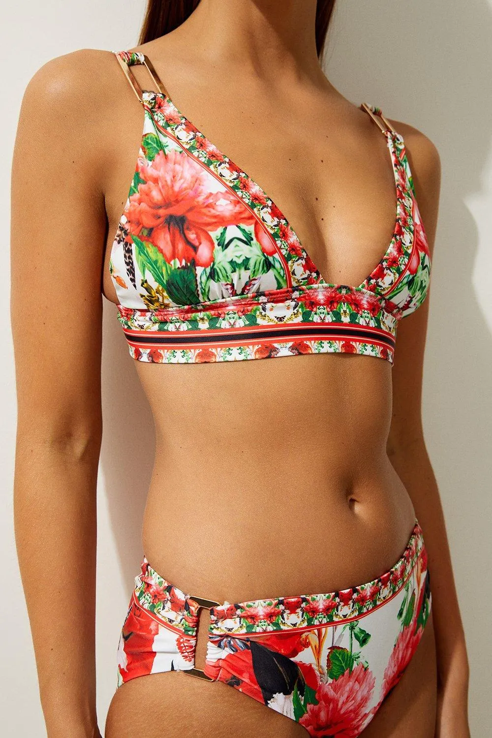 Mirror Floral Print Trim Detail Bikini Top BKK17415 3 Mirror Floral Print Trim Detail Bikini Top BKK17415