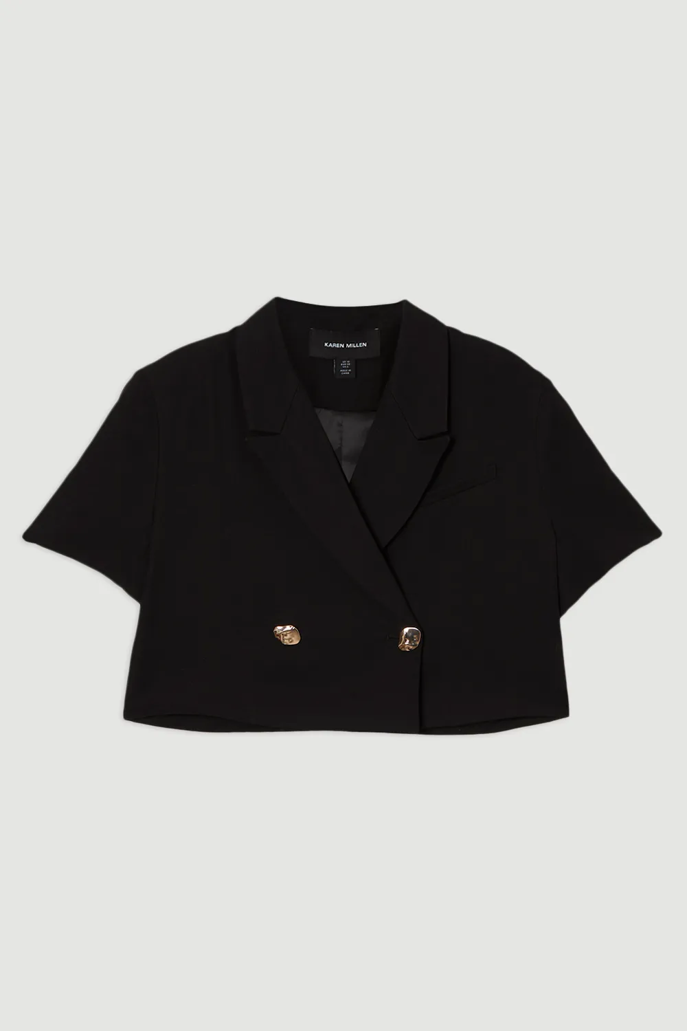 Viscose Linen Tailored Crop Short Sleeve Blazer BKK23755 4 Viscose Linen Tailored Crop Short Sleeve Blazer BKK23755