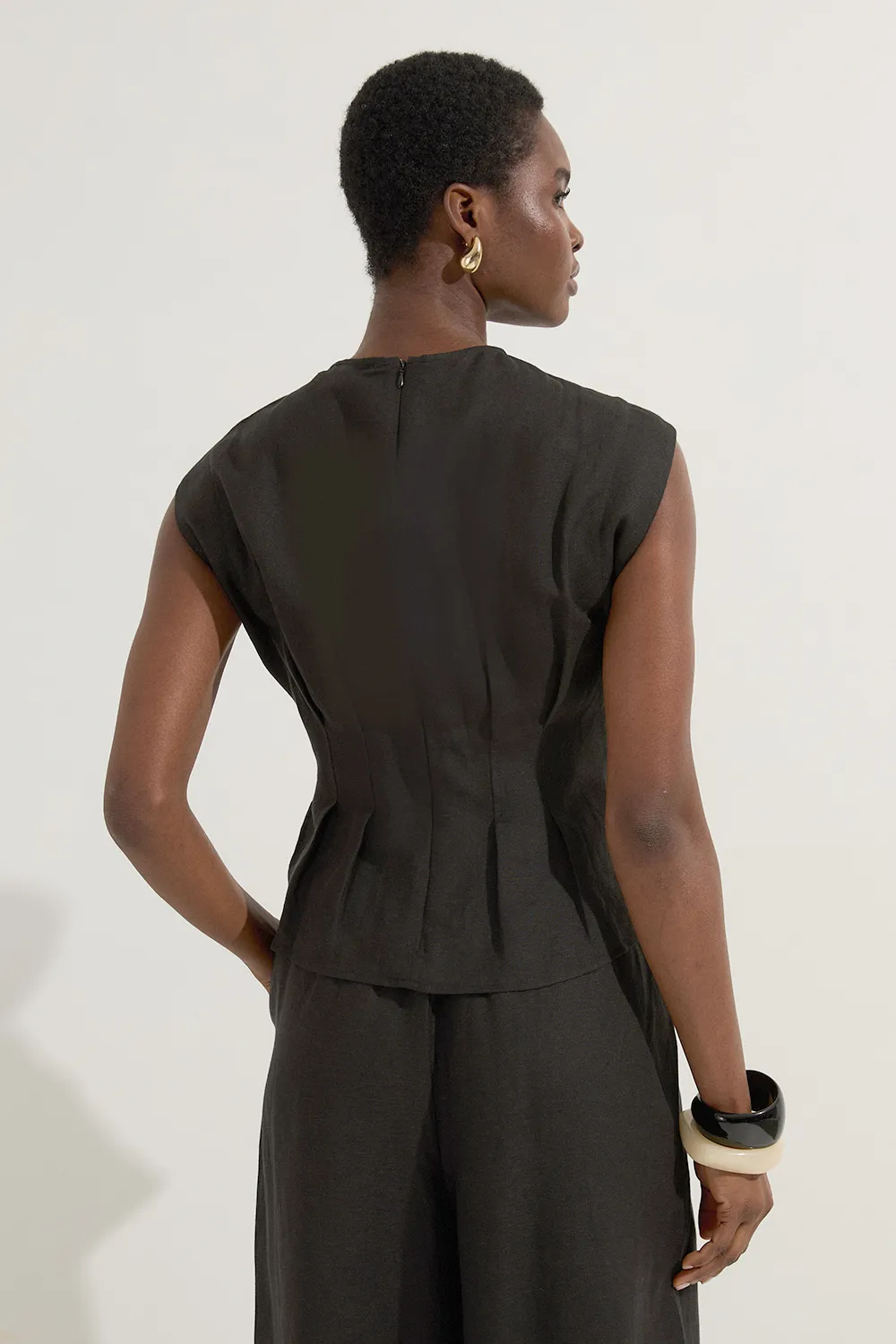 Viscose Linen Pintuck Woven Top BKK23801 5 Viscose Linen Pintuck Woven Top BKK23801