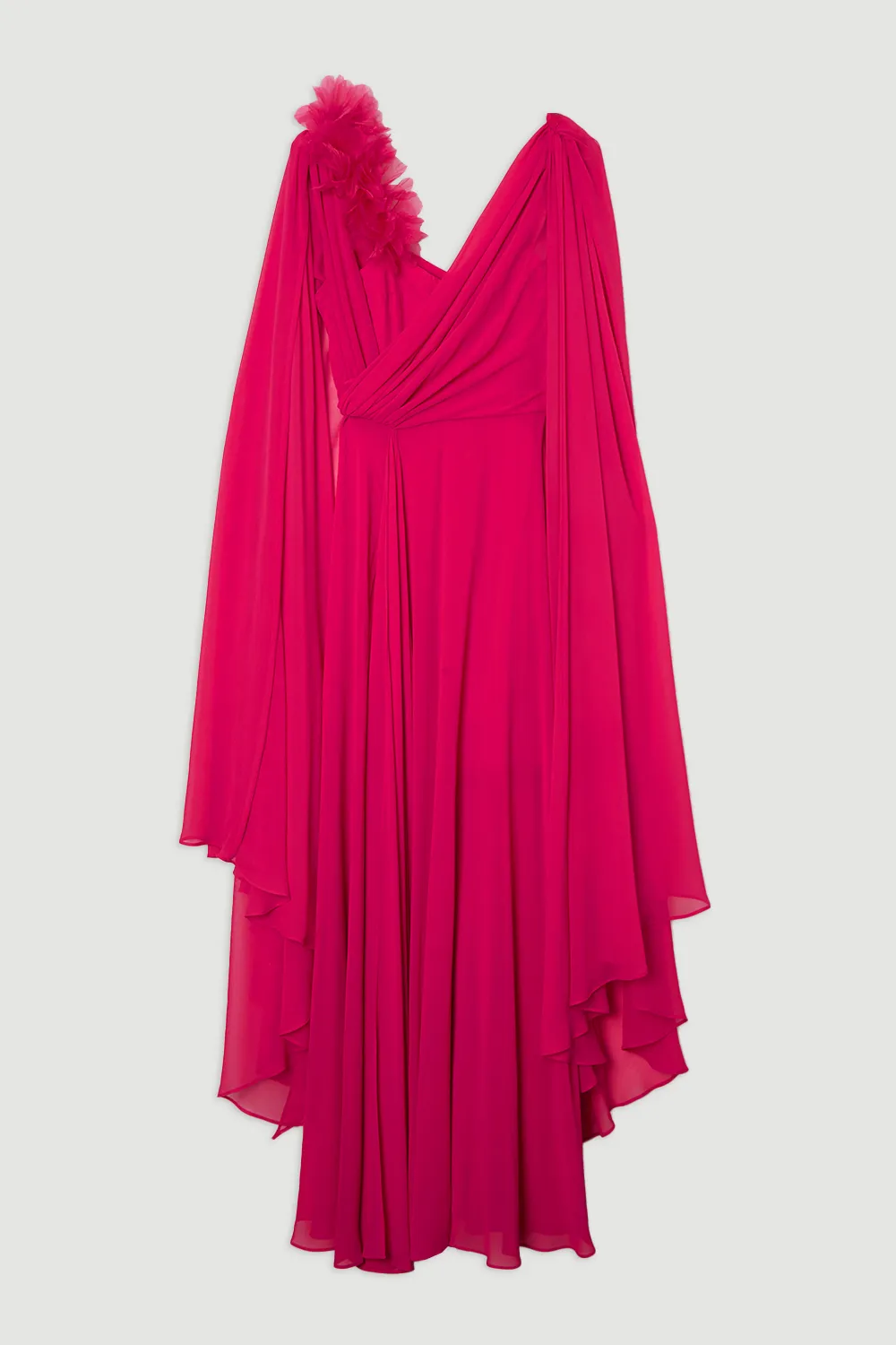 Georgette Pleated Bustier Cape Back Woven Maxi Dress BKK23803 4 Georgette Pleated Bustier Cape Back Woven Maxi Dress BKK23803