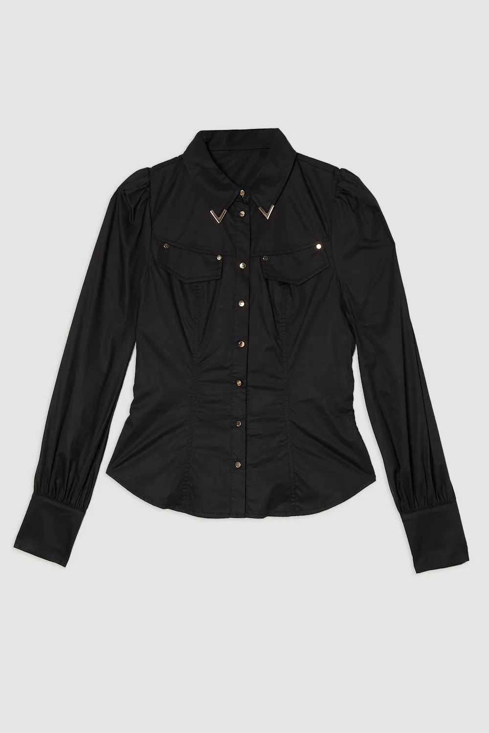 Cotton Sateen Collar Detail Woven Shirt BKK23888 4 Cotton Sateen Collar Detail Woven Shirt BKK23888