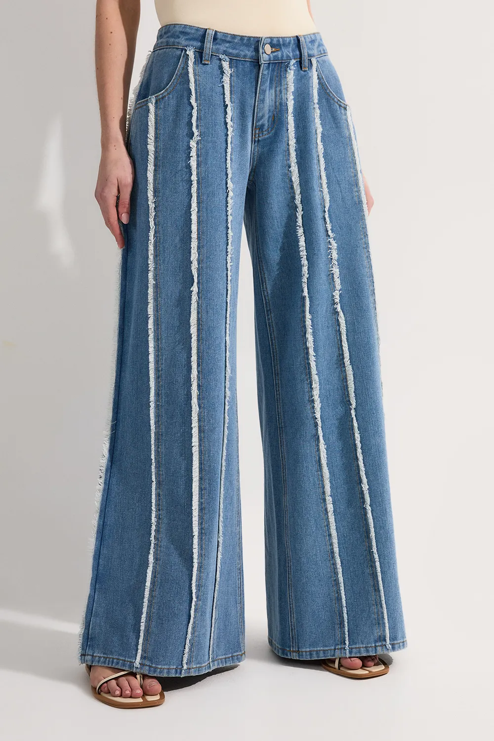 Denim Tassel Detail Wide Leg Jeans BKK23921