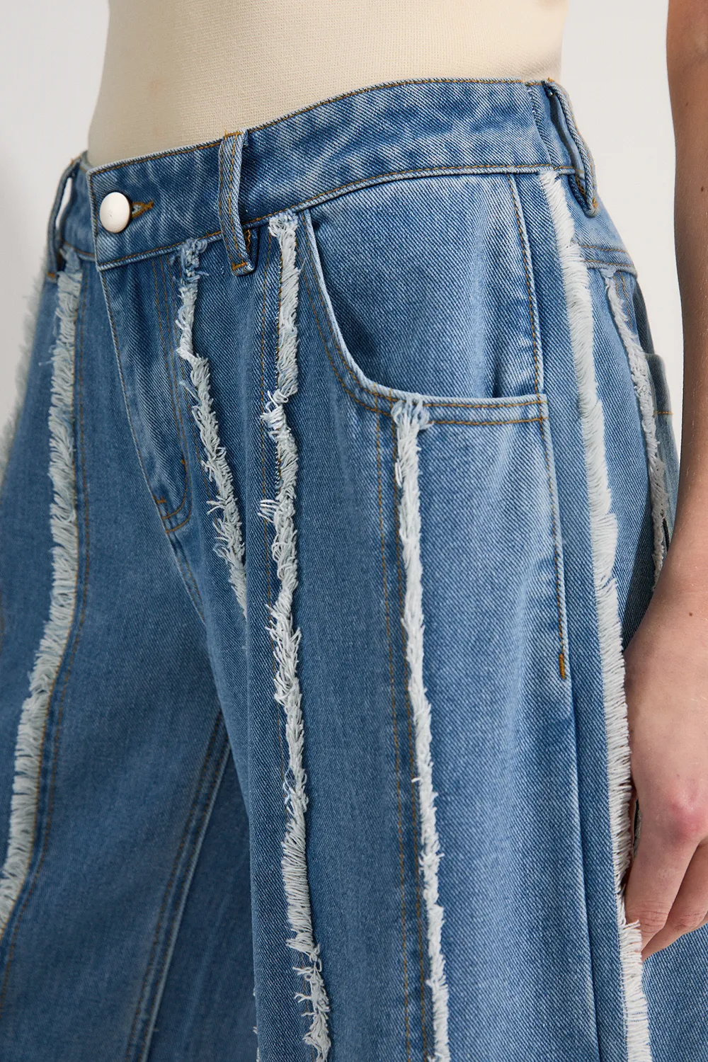 Denim Tassel Detail Wide Leg Jeans BKK23921