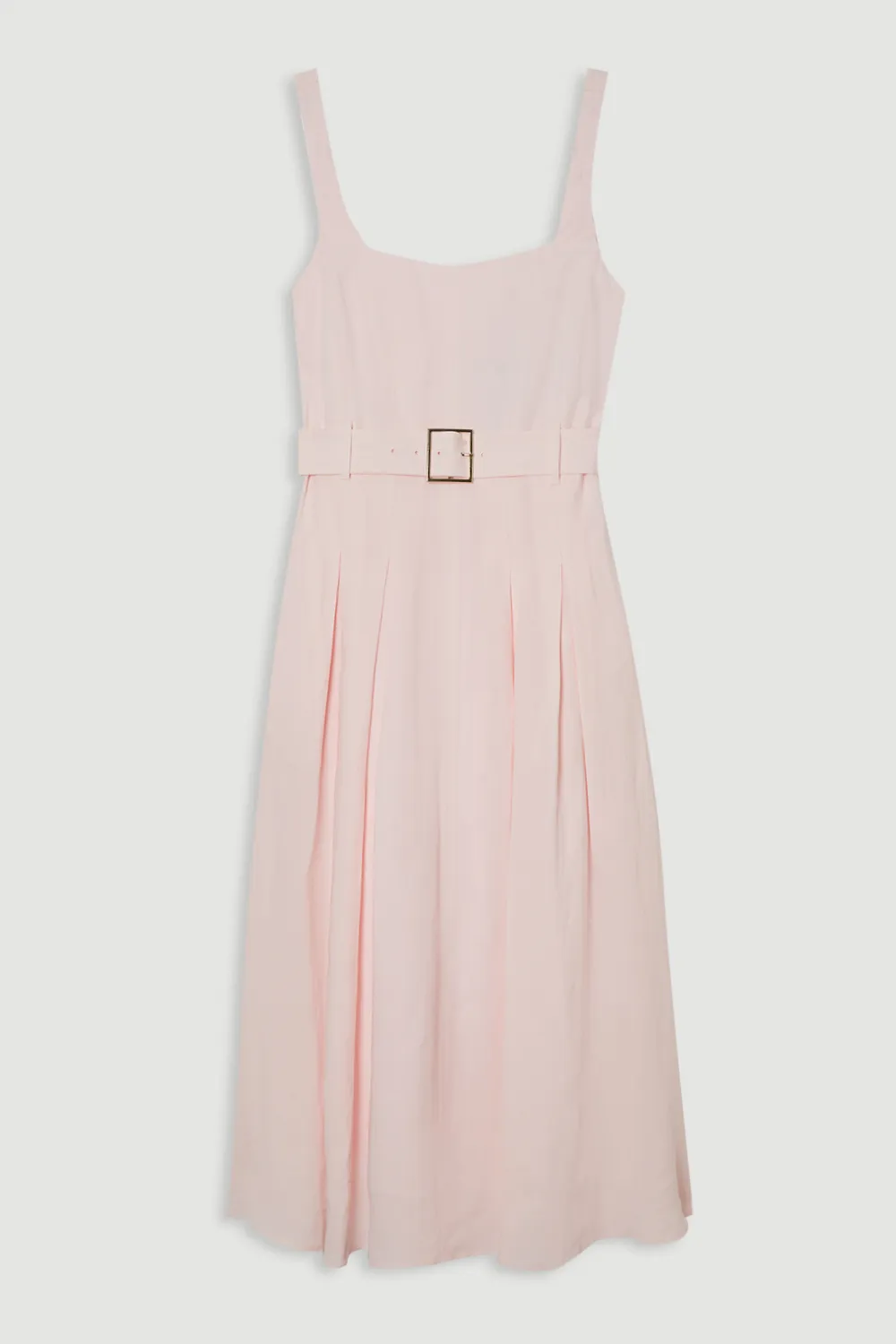 Premium Tailored Linen Belted Strappy Full Midi Dress BKK24048 4 Premium Tailored Linen Belted Strappy Full Midi Dress BKK24048