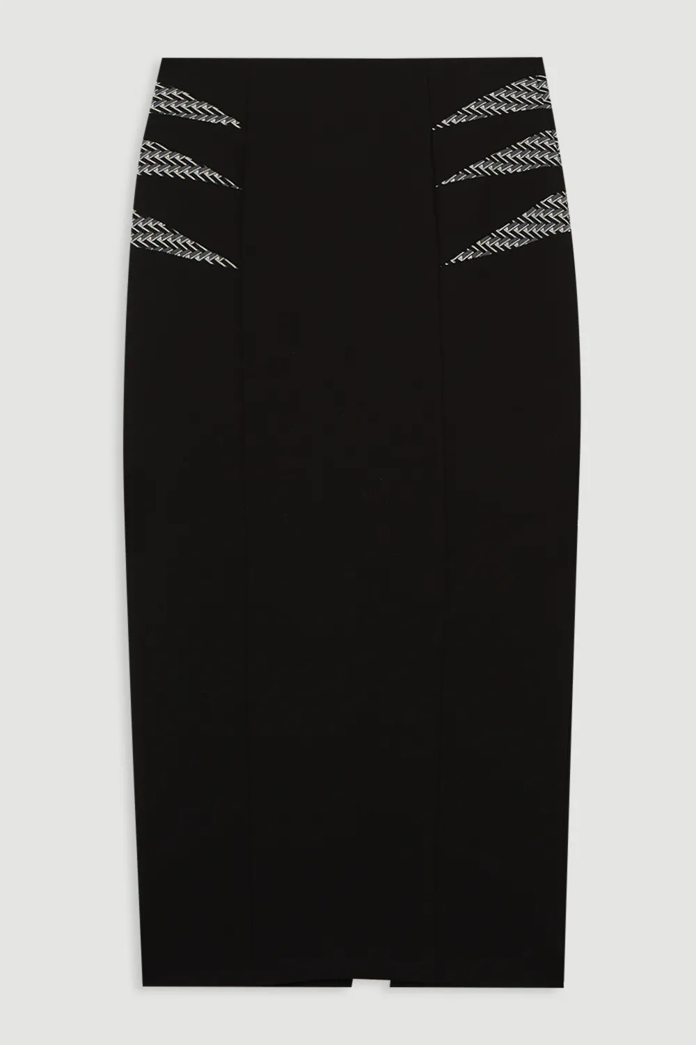 Compact Stretch Jacquard Insert Midi Pencil Skirt BKK24085 4 Compact Stretch Jacquard Insert Midi Pencil Skirt BKK24085