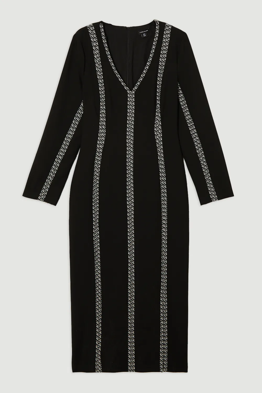 Compact Stretch Jacquard Insert Split Front Midaxi Dress BKK24087