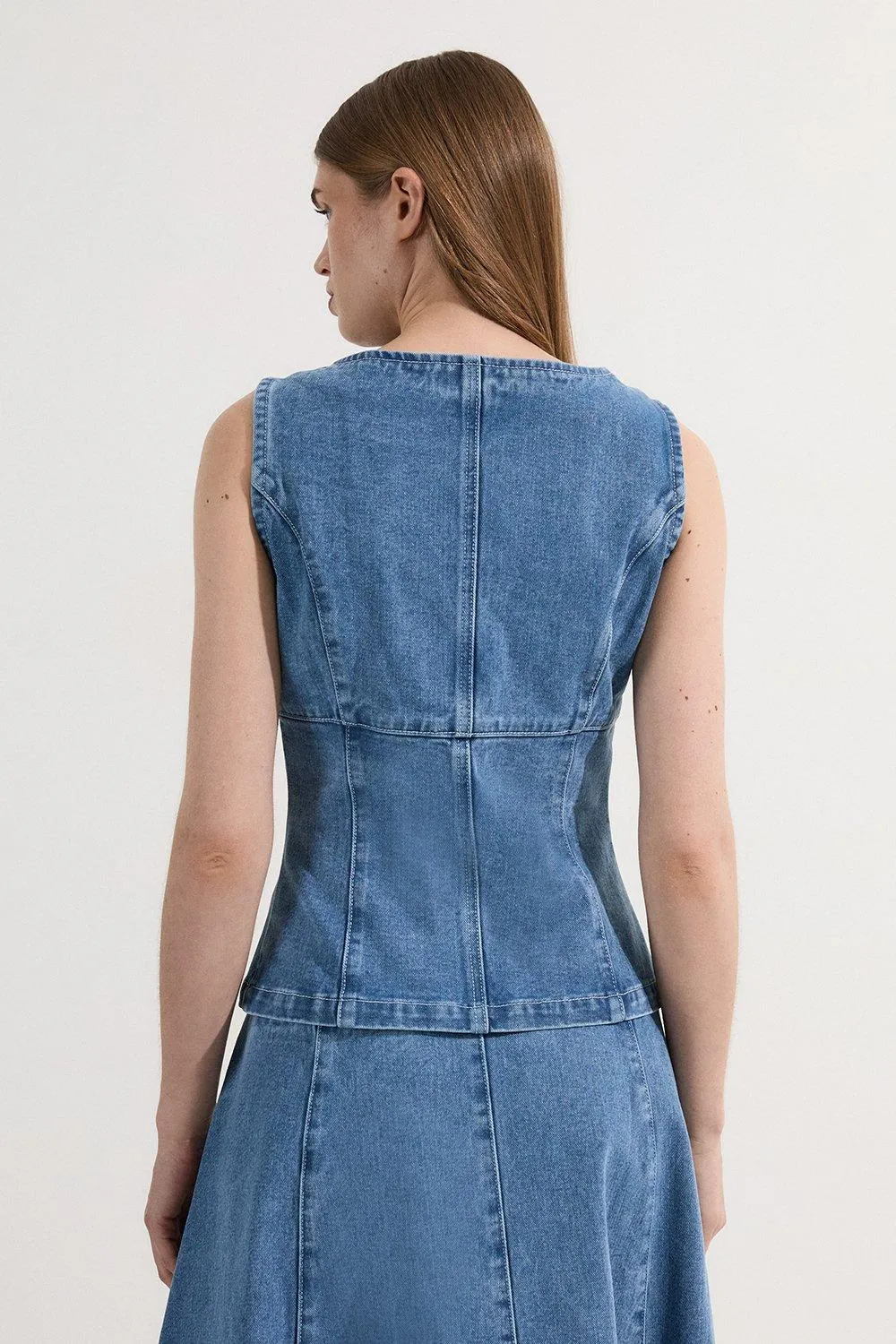 Denim Soft Wash Sleeveless Square Neck Top BKK24105