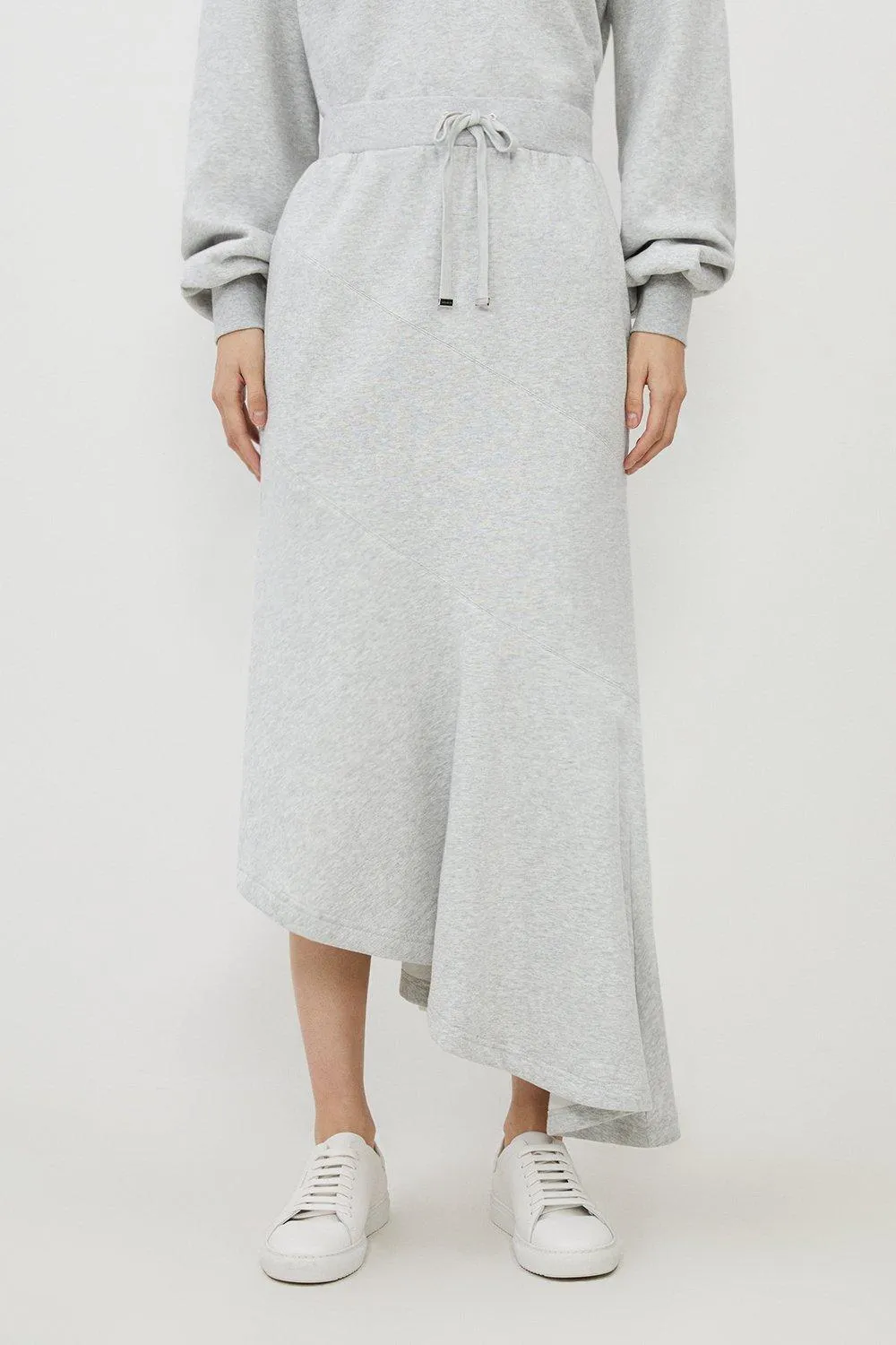 Fleece Cotton Jersey Waterfall Hem Maxi Skirt BKK17544