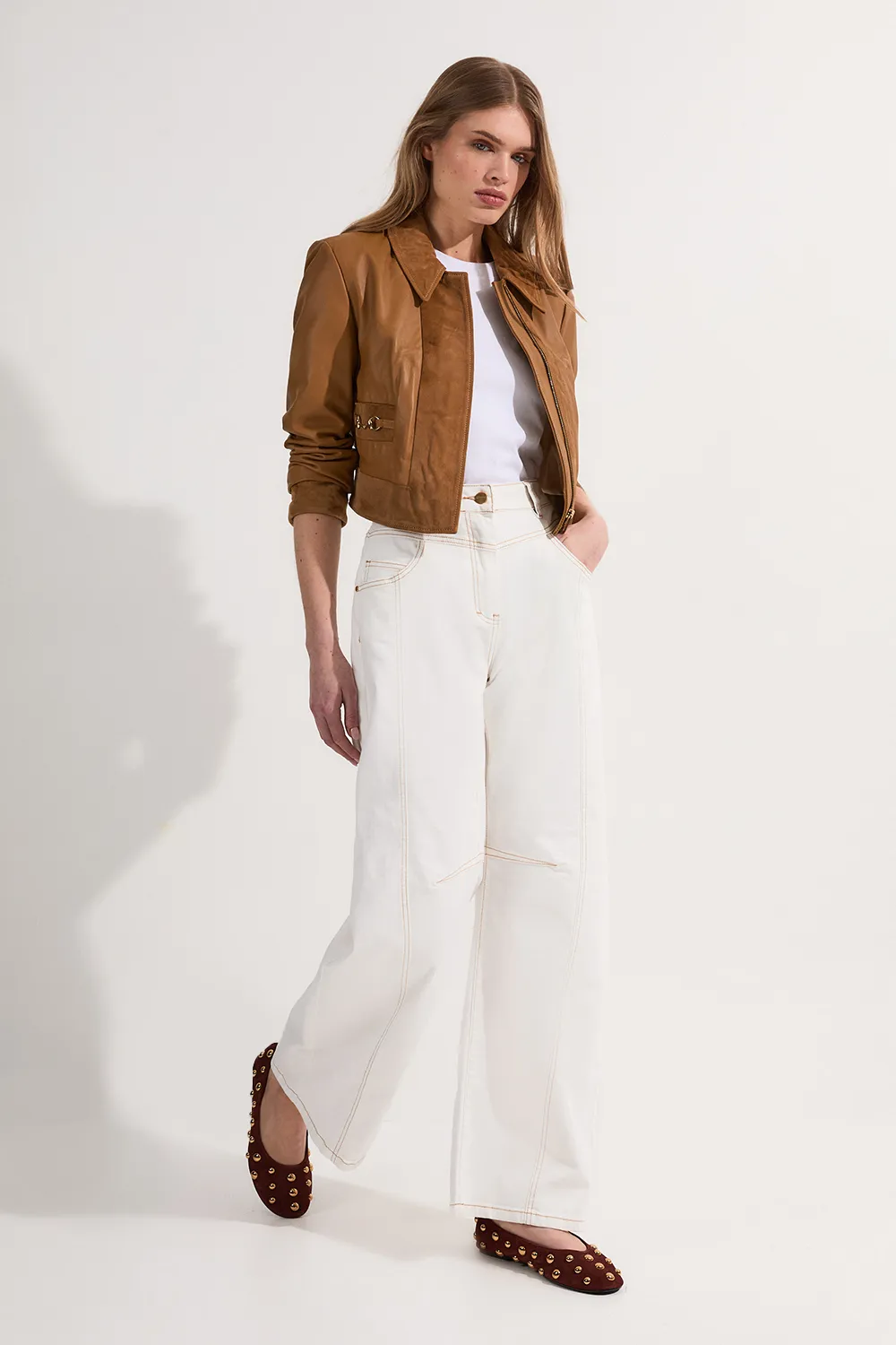 Contrast Stitch Detail Barrel Leg Denim Jean BKK24110