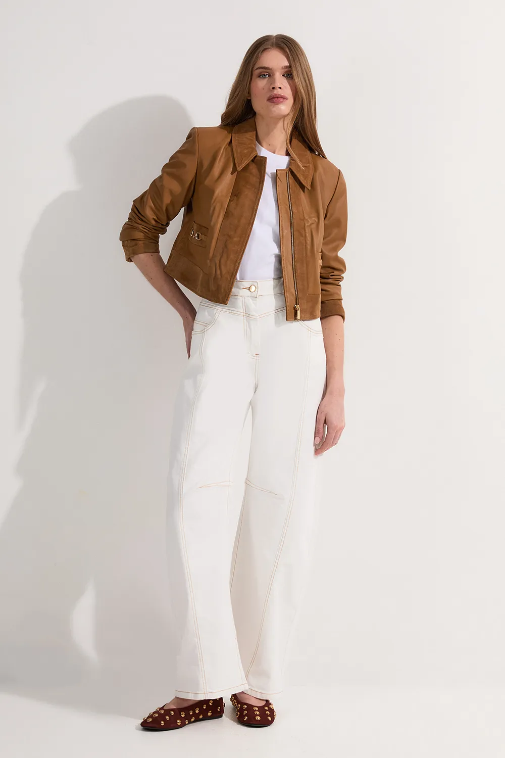 Contrast Stitch Detail Barrel Leg Denim Jean BKK24110