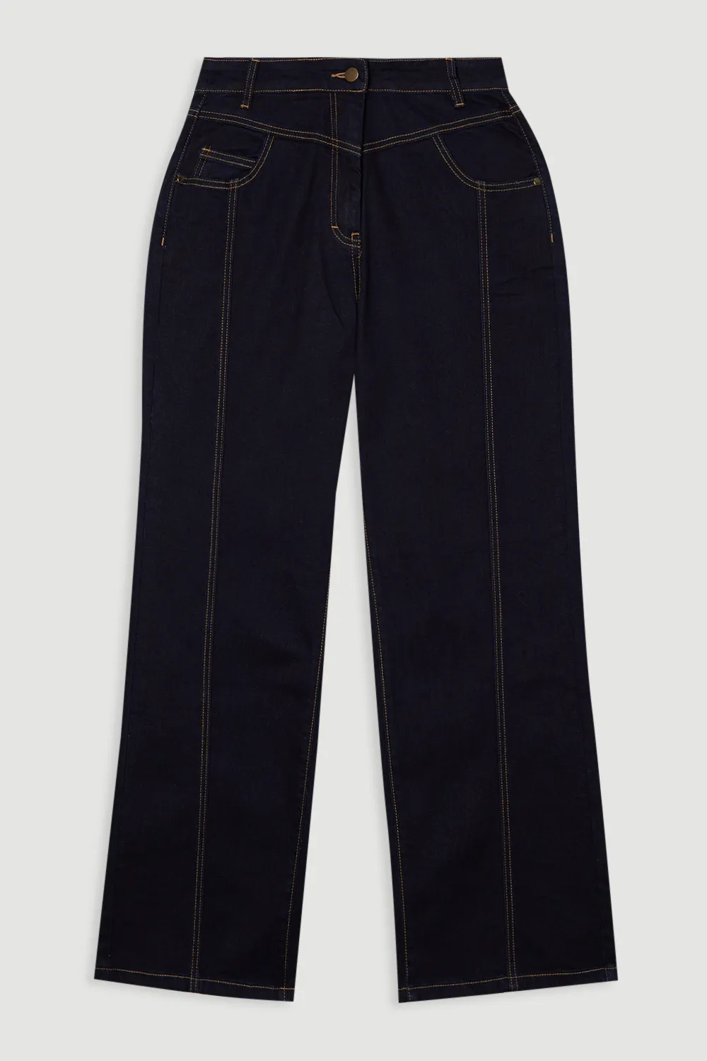 Denim Contrast Stitch Detail Straight Leg Jean BKK24111