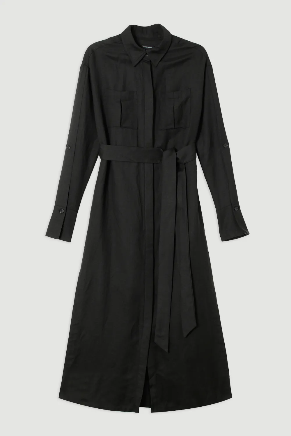 Viscose Linen Woven Belted Shirt Dress BKK24123 4 Viscose Linen Woven Belted Shirt Dress BKK24123