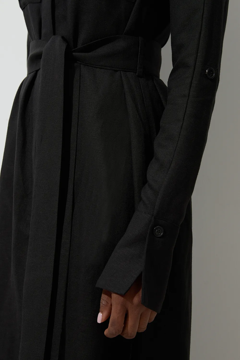 Viscose Linen Woven Belted Shirt Dress BKK24123 5 Viscose Linen Woven Belted Shirt Dress BKK24123