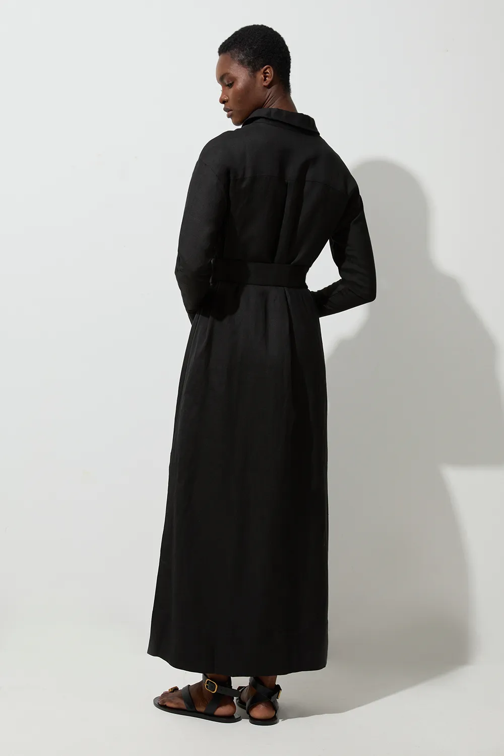 Viscose Linen Woven Belted Shirt Dress BKK24123 6 Viscose Linen Woven Belted Shirt Dress BKK24123