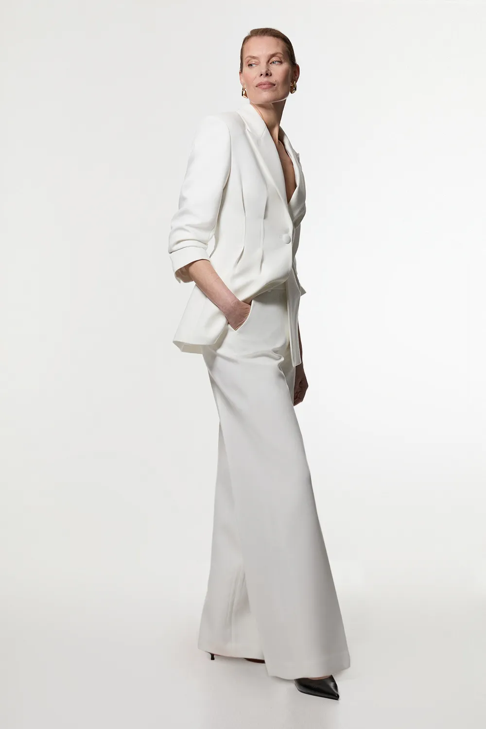 Compact Stretch Tailored Wide Leg Pants BKK24136