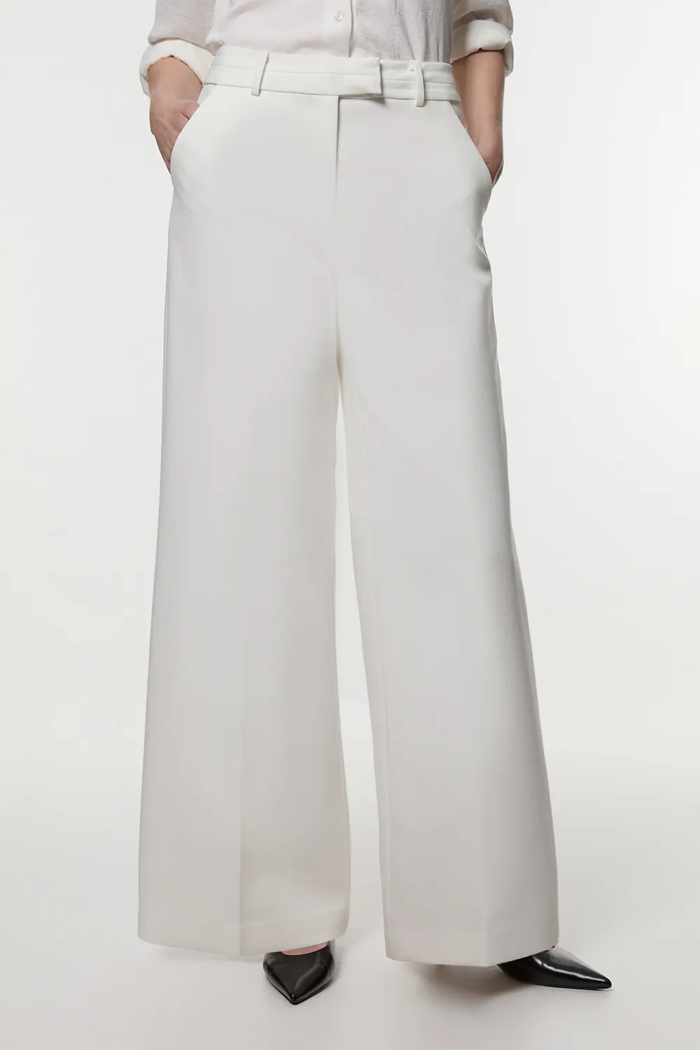 Compact Stretch Tailored Wide Leg Pants BKK24136