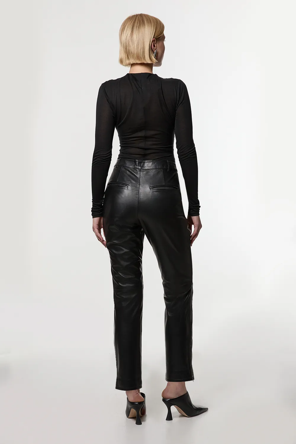 Leather Tailored Straight Leg Pants BKK24196 5 Leather Tailored Straight Leg Pants BKK24196