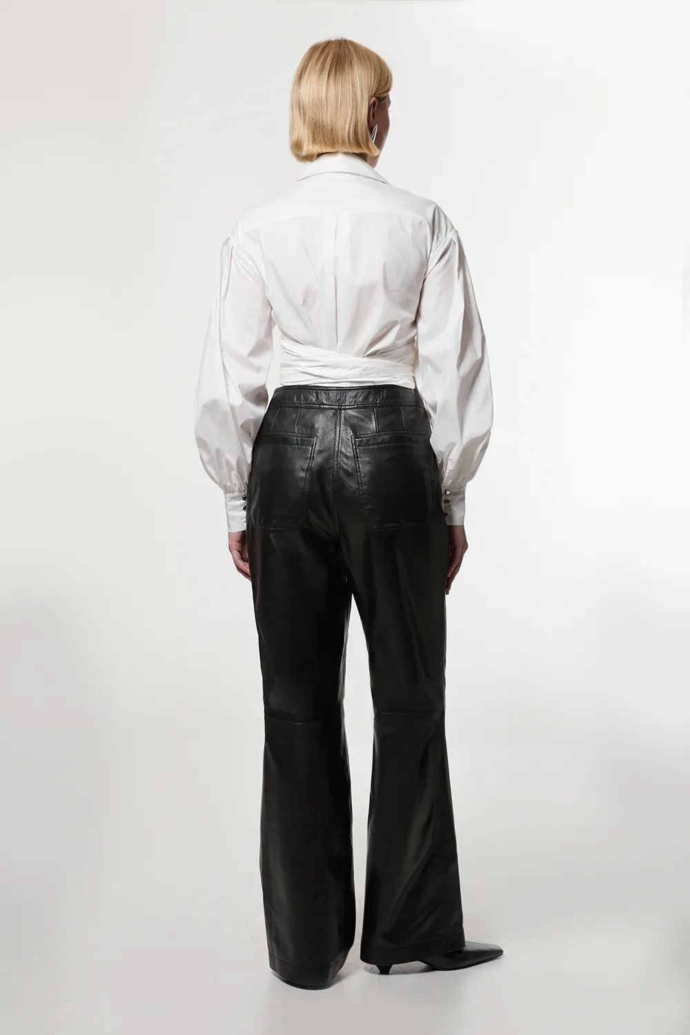 Leather Zip Detail Straight Leg Pants BKK24217