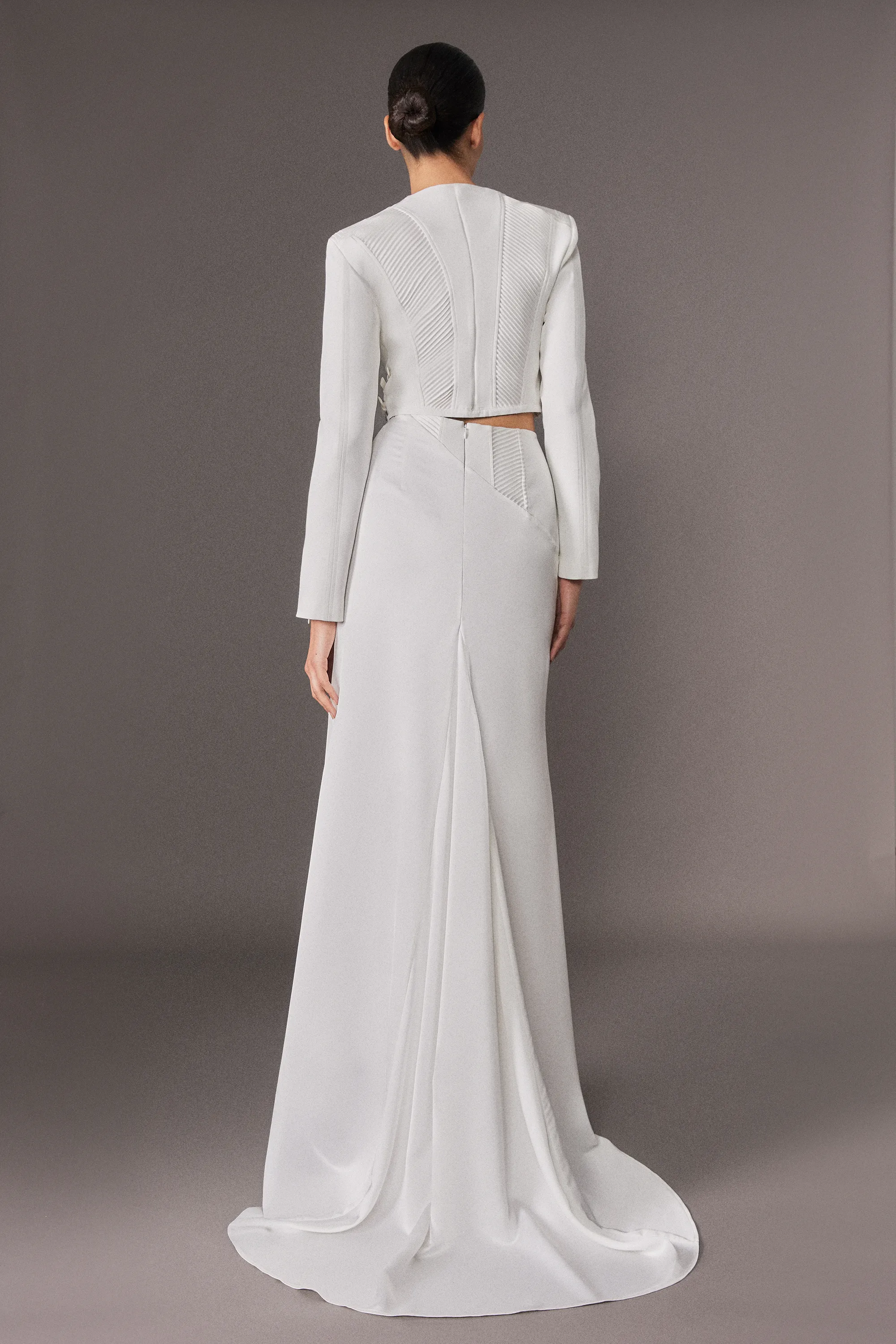 Archive Collection - Tailored Satin Drape Corset Detail Fishtail Maxi Skirt BKK24221