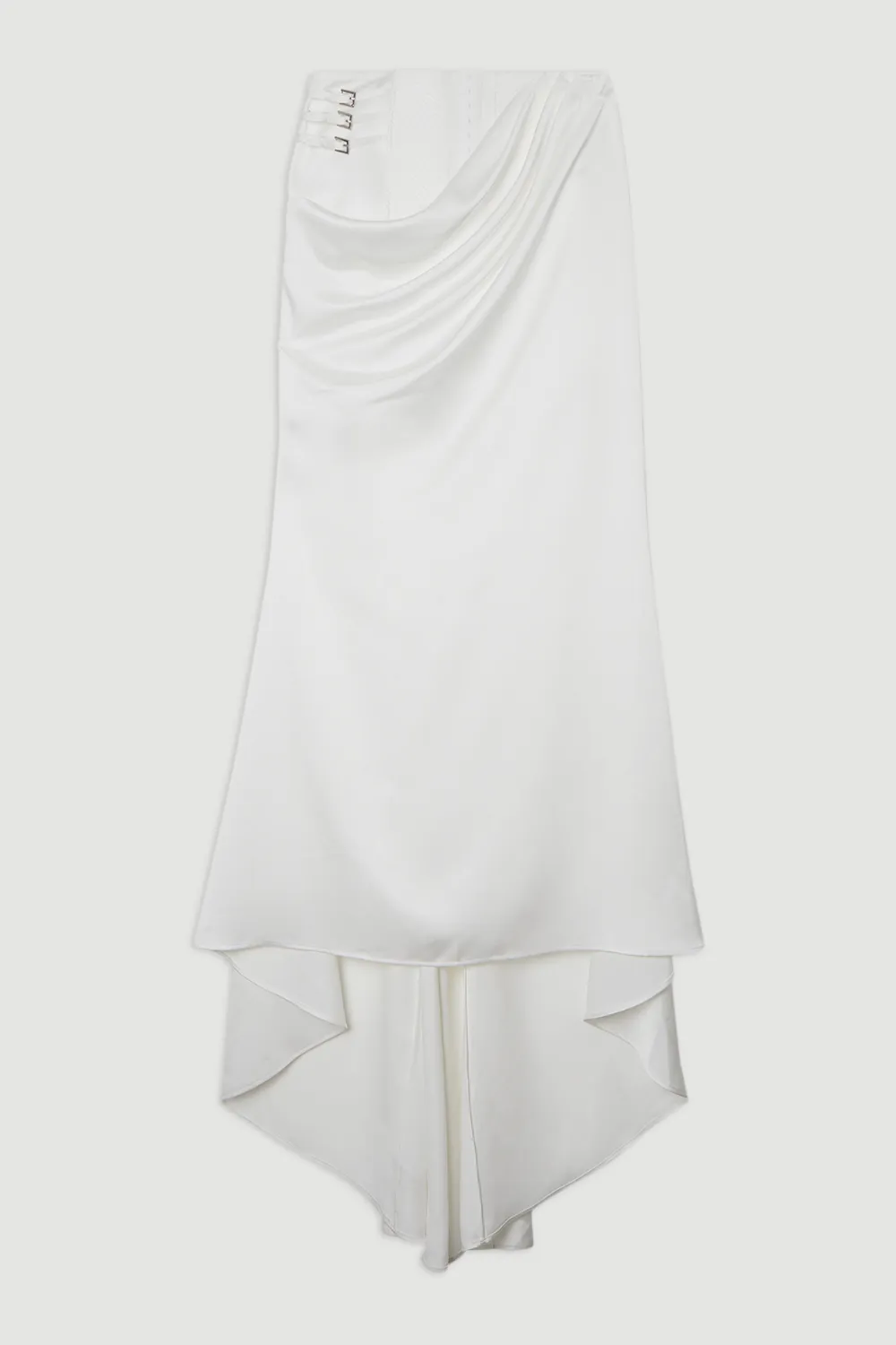 Archive Collection - Tailored Satin Drape Corset Detail Fishtail Maxi Skirt BKK24221