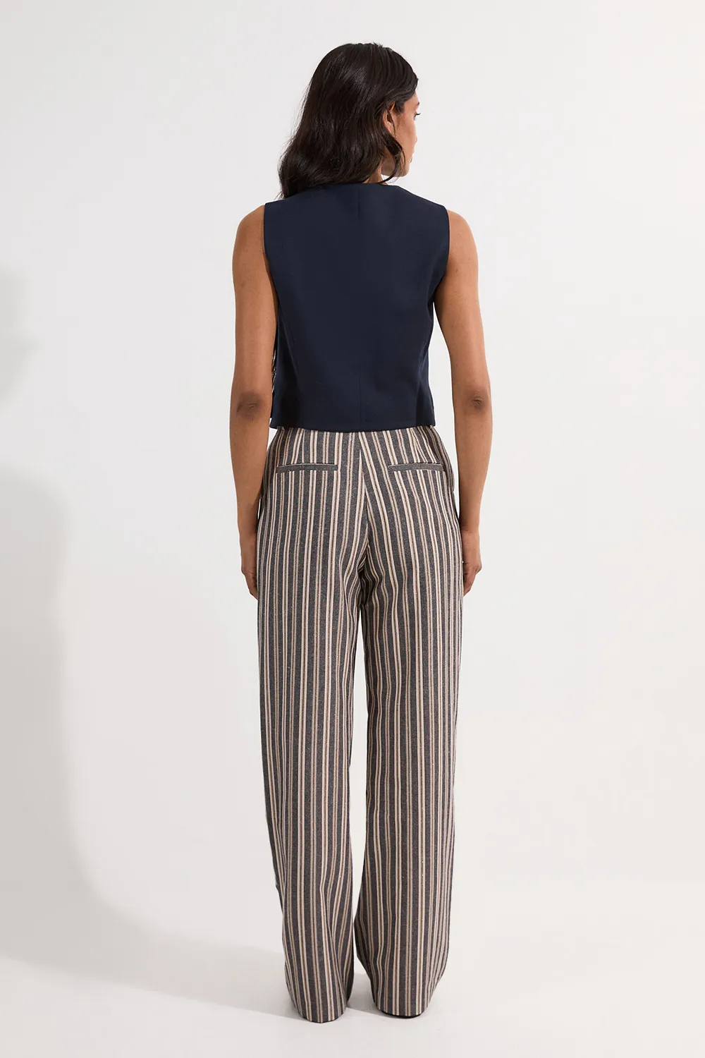 Linen Sparkle Stripe Tailored Wide Leg Dress Pants BKK24283 5 Linen Sparkle Stripe Tailored Wide Leg Dress Pants BKK24283