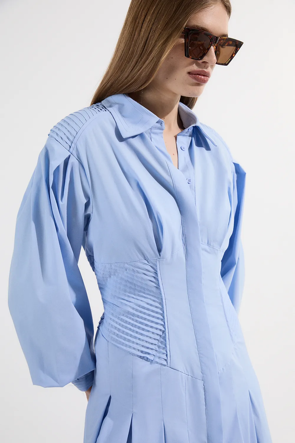 Archive Collection - Cotton Poplin Balloon Sleeve Corset Woven Maxi Dress BKK24289