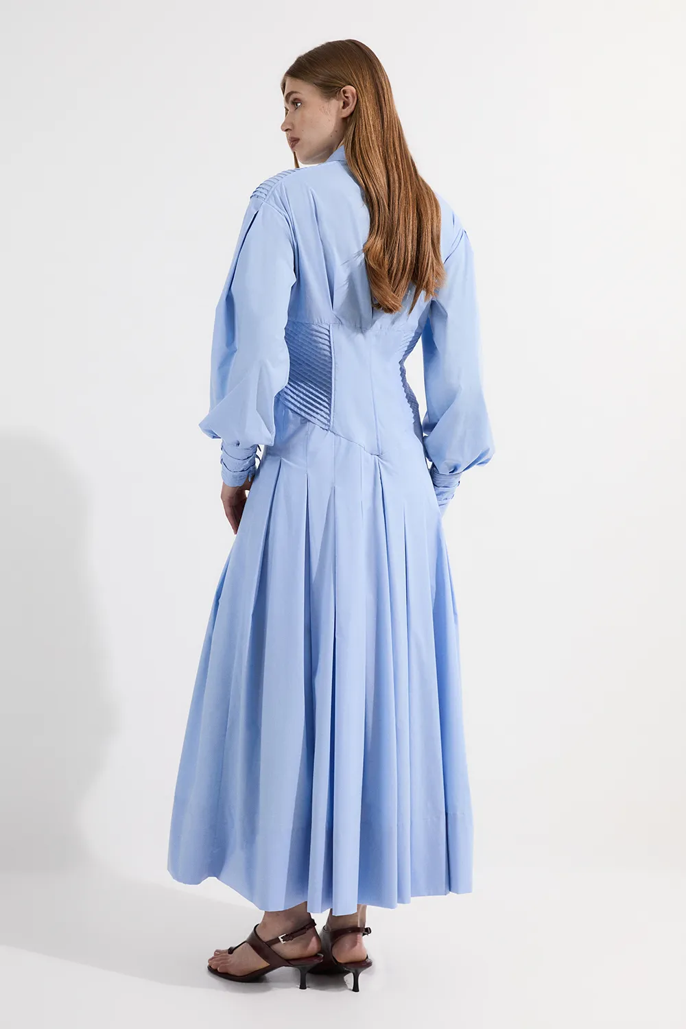 Archive Collection - Cotton Poplin Balloon Sleeve Corset Woven Maxi Dress BKK24289 6 Archive Collection - Cotton Poplin Balloon Sleeve Corset Woven Maxi Dress BKK24289