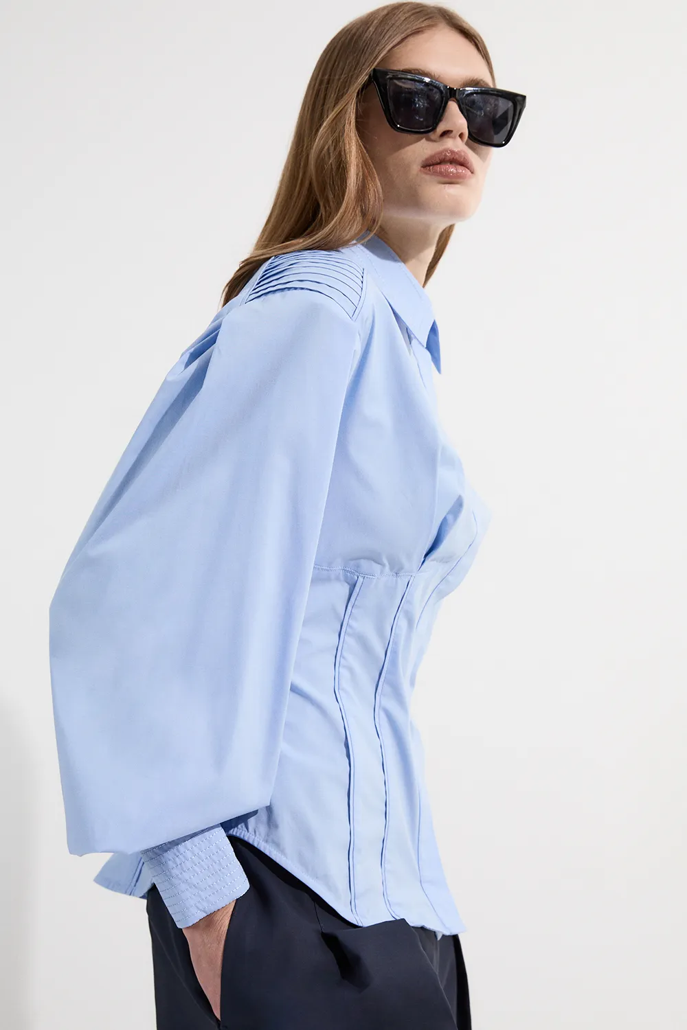 Archive Collection - Cotton Poplin Balloon Sleeve Shirt BKK24290