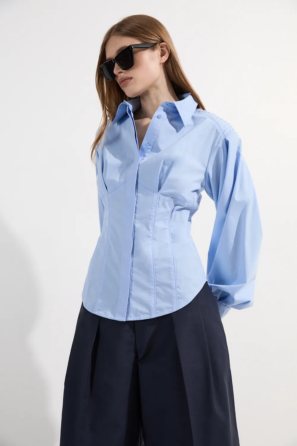 Archive Collection - Cotton Poplin Balloon Sleeve Shirt BKK24290 5 Archive Collection - Cotton Poplin Balloon Sleeve Shirt BKK24290