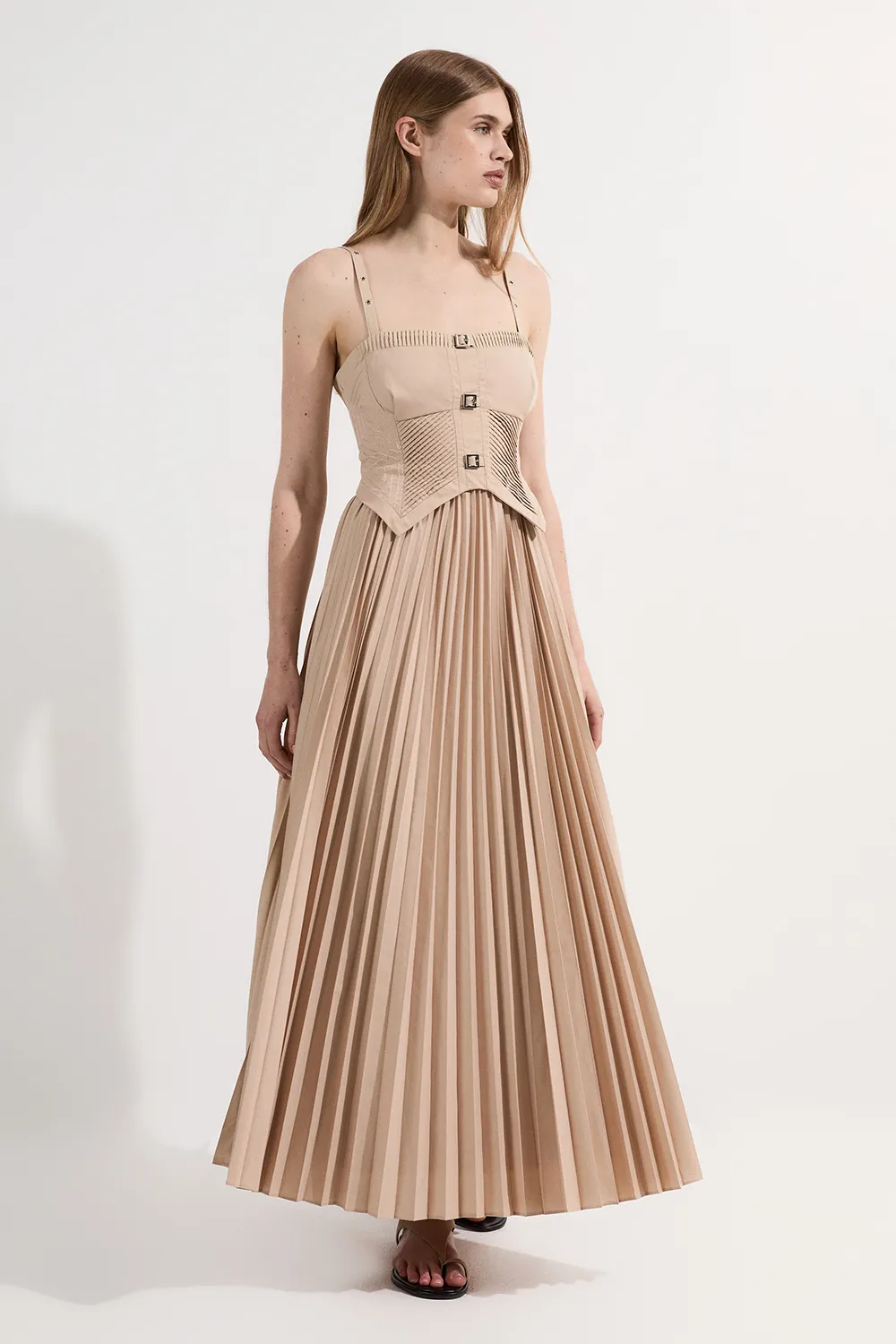 Archive Collection - Cotton Poplin Corset Woven Maxi Dress BKK24291