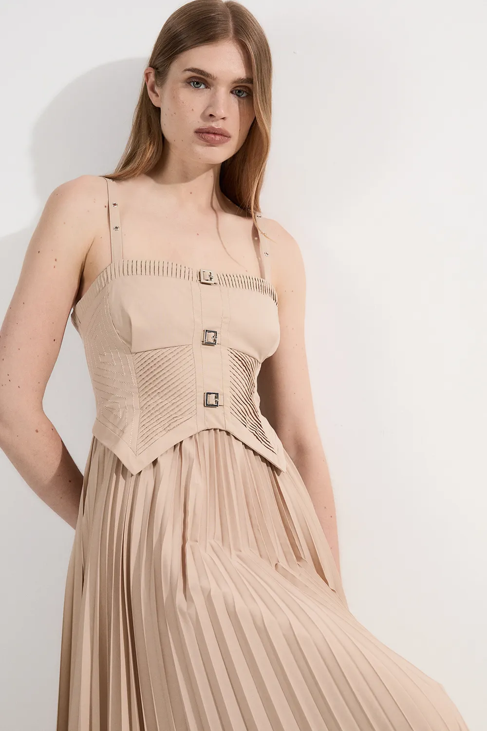 Archive Collection - Cotton Poplin Corset Woven Maxi Dress BKK24291