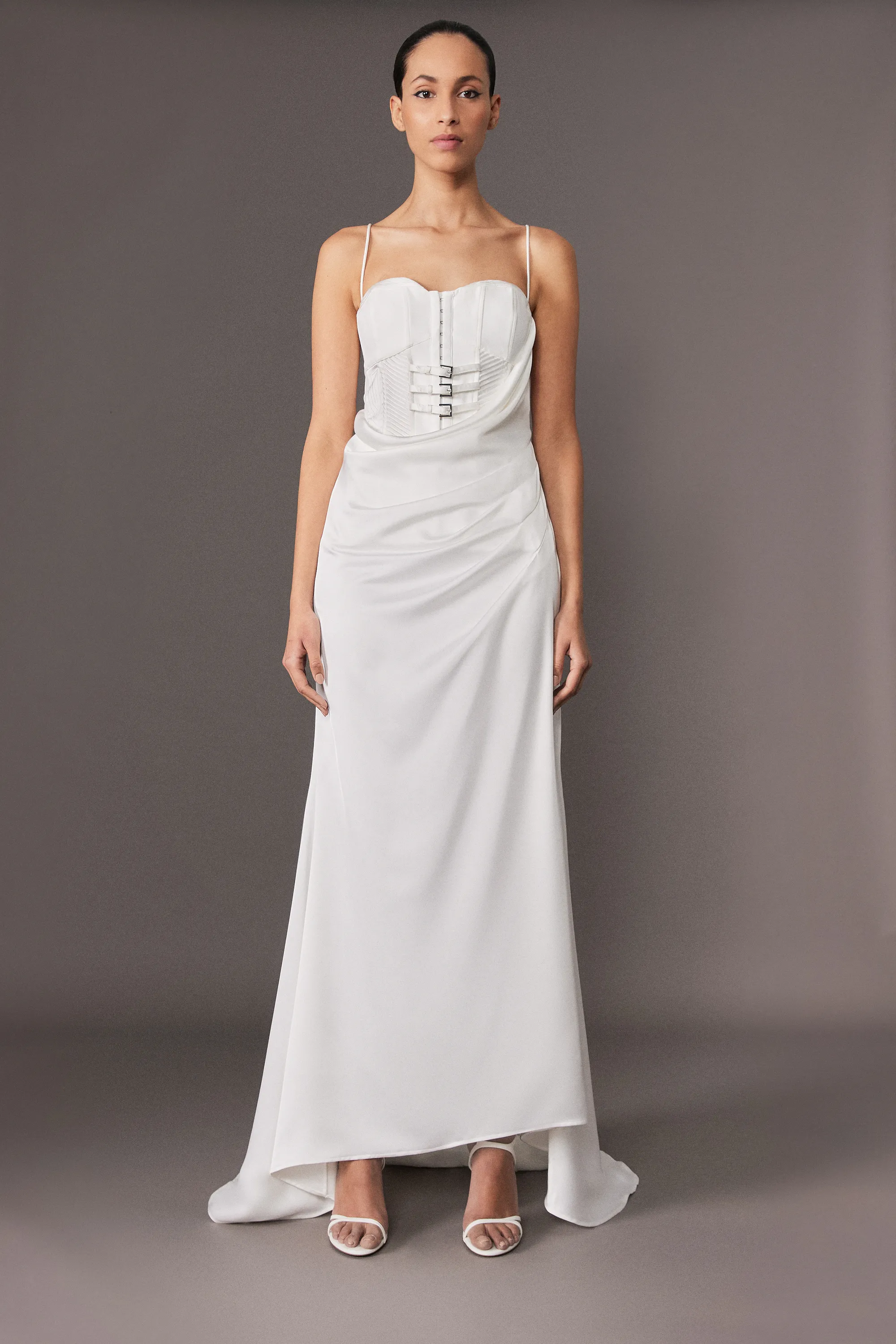 Archive Collection - Tailored Satin Drape Corset Fishtail Maxi Dress BKK24293 7 Archive Collection - Tailored Satin Drape Corset Fishtail Maxi Dress BKK24293