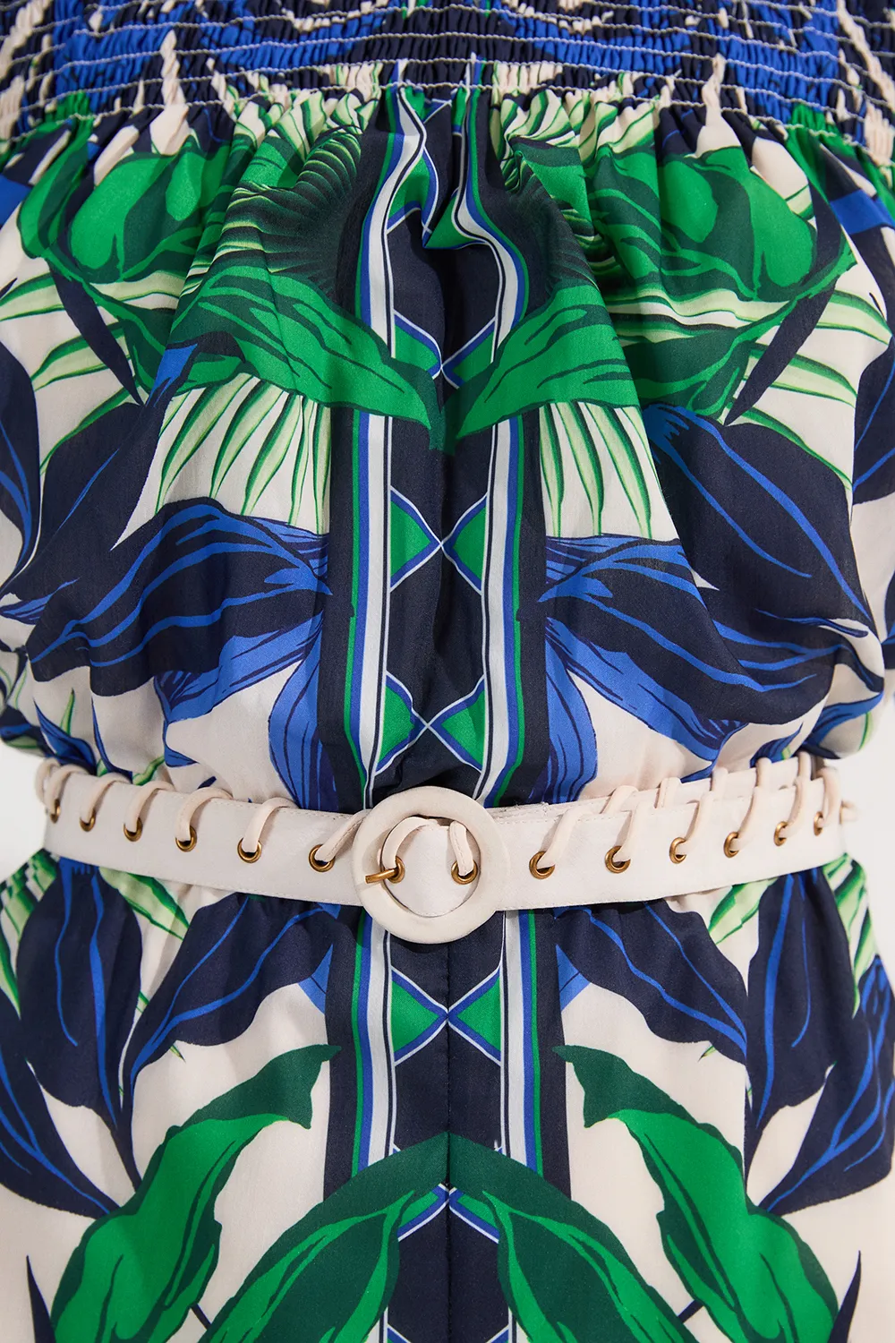 Voile Mirrored Floral Woven Off The Shoulder Romper BKK24343