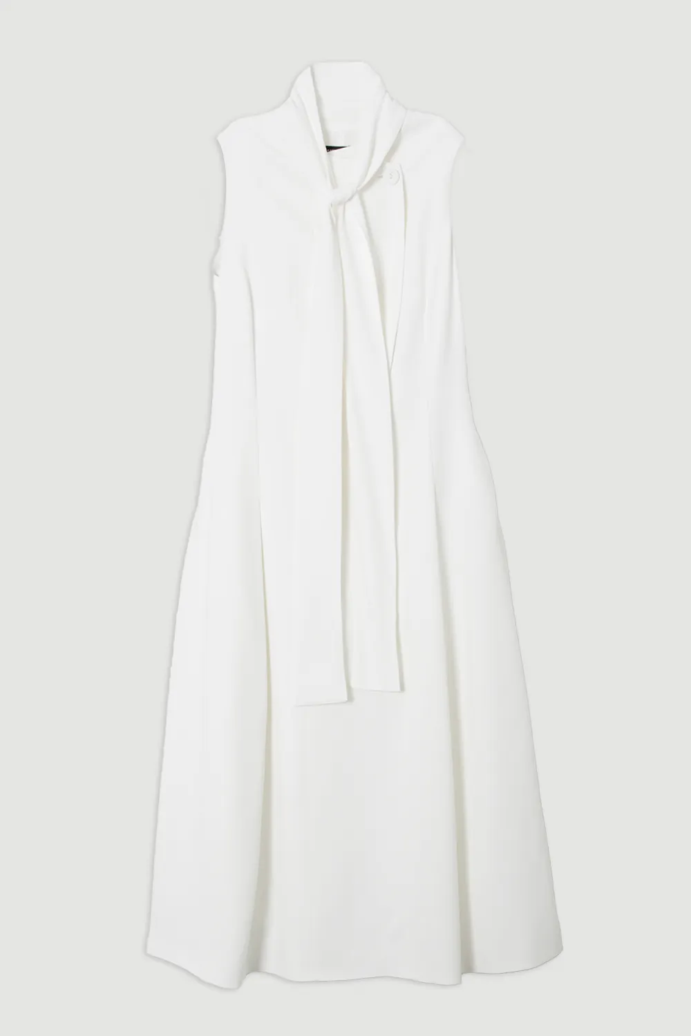 Compact Stretch Viscose Tie Neck Tailored Full Skirted Midi Dress BKK24355 4 Compact Stretch Viscose Tie Neck Tailored Full Skirted Midi Dress BKK24355