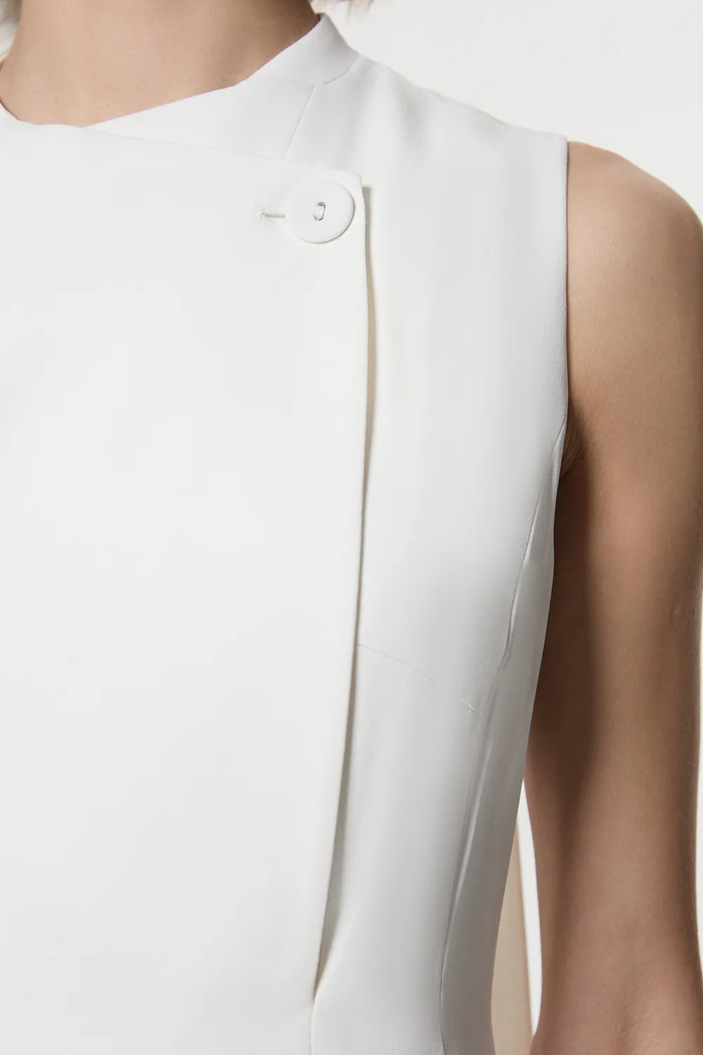 Compact Stretch Viscose Tie Neck Tailored Full Skirted Midi Dress BKK24355 5 Compact Stretch Viscose Tie Neck Tailored Full Skirted Midi Dress BKK24355