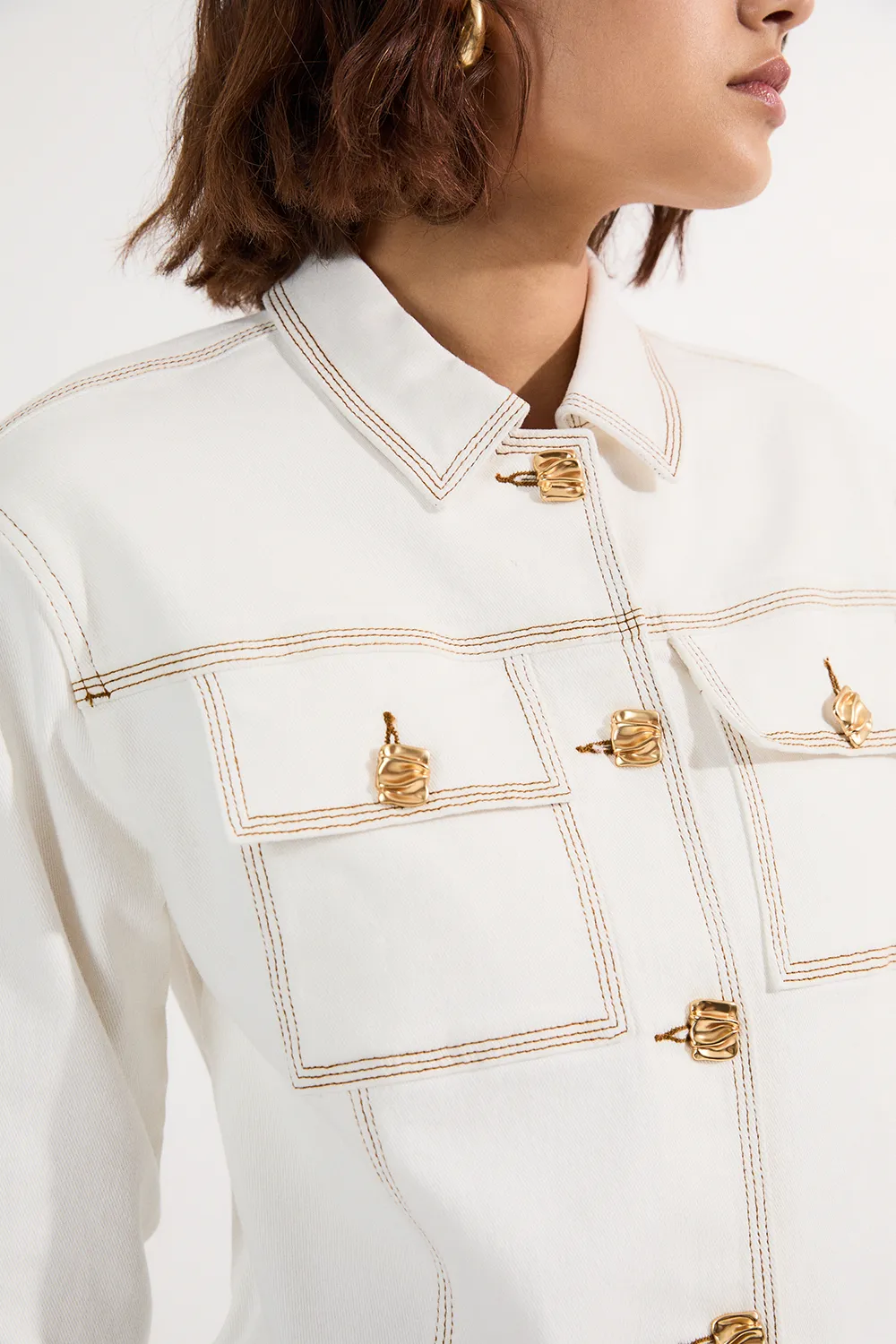 Denim Button Front Tailored Jacket BKK24373 5 Denim Button Front Tailored Jacket BKK24373