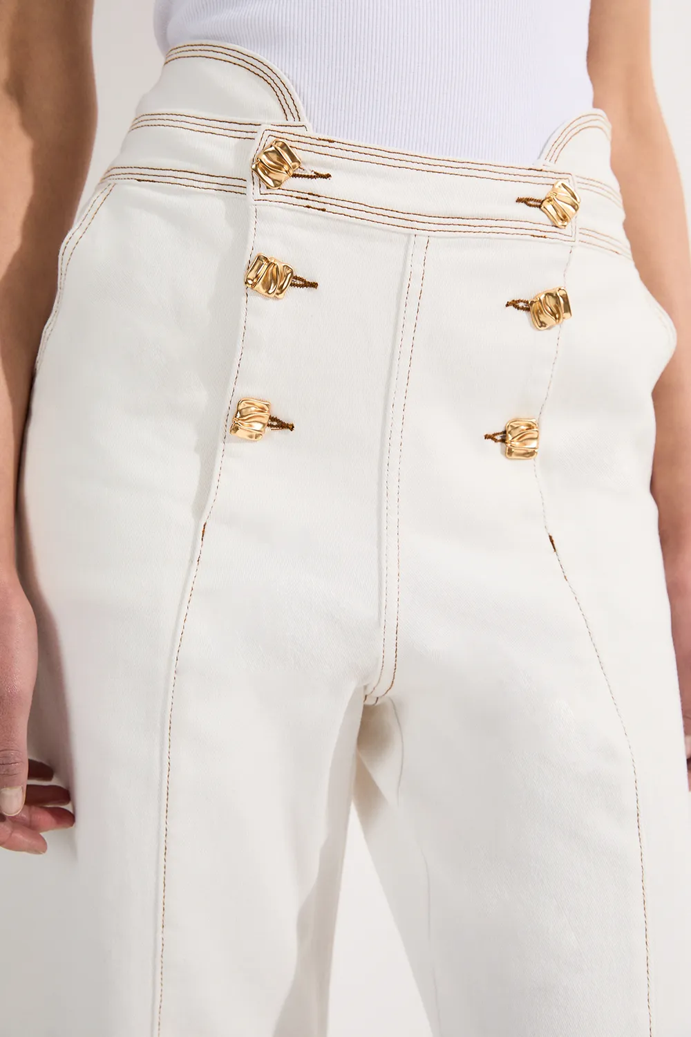 Denim Button Front Culottes Pants BKK24376