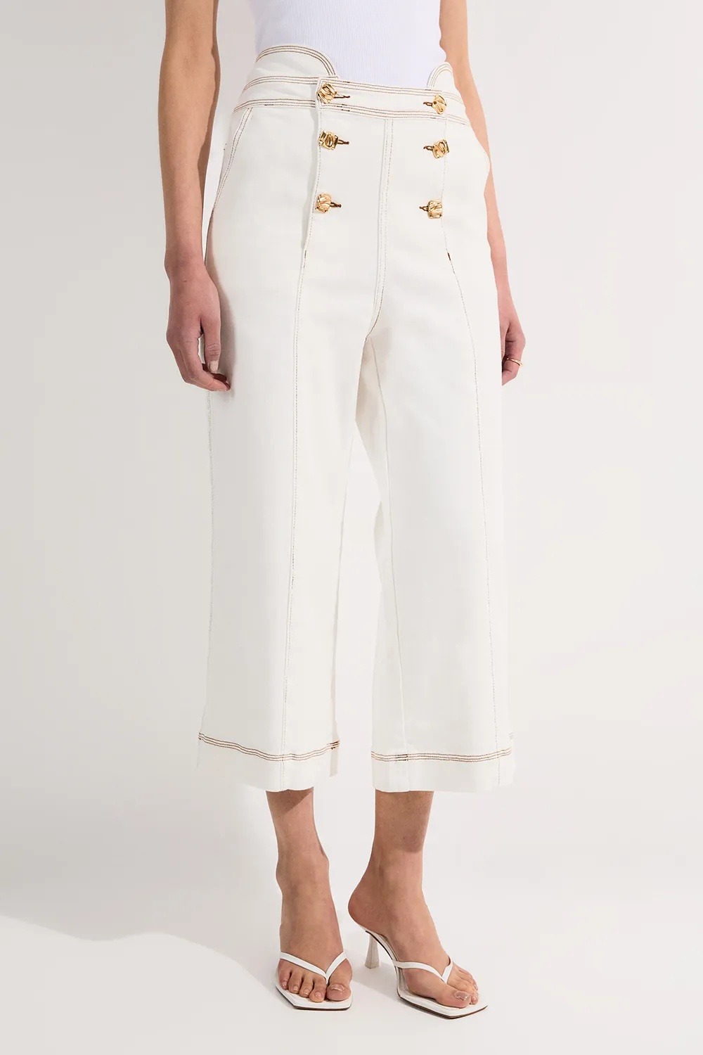 Denim Button Front Culottes Pants BKK24376