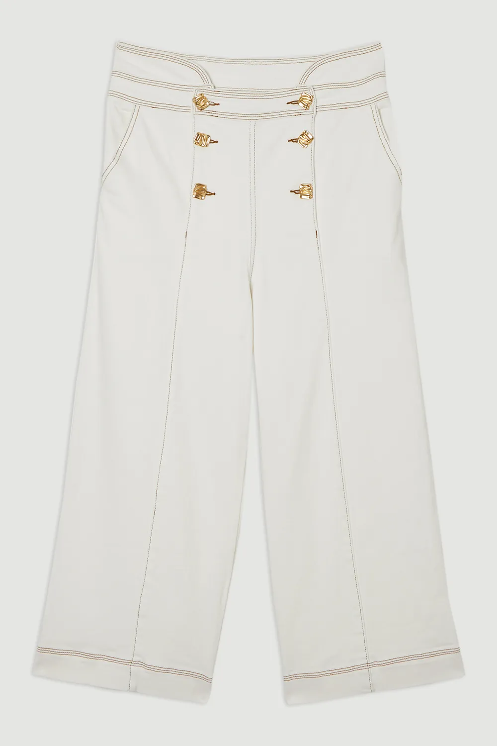 Denim Button Front Culottes Pants BKK24376