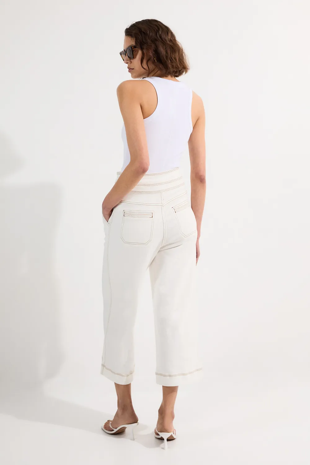 Denim Button Front Culottes Pants BKK24376