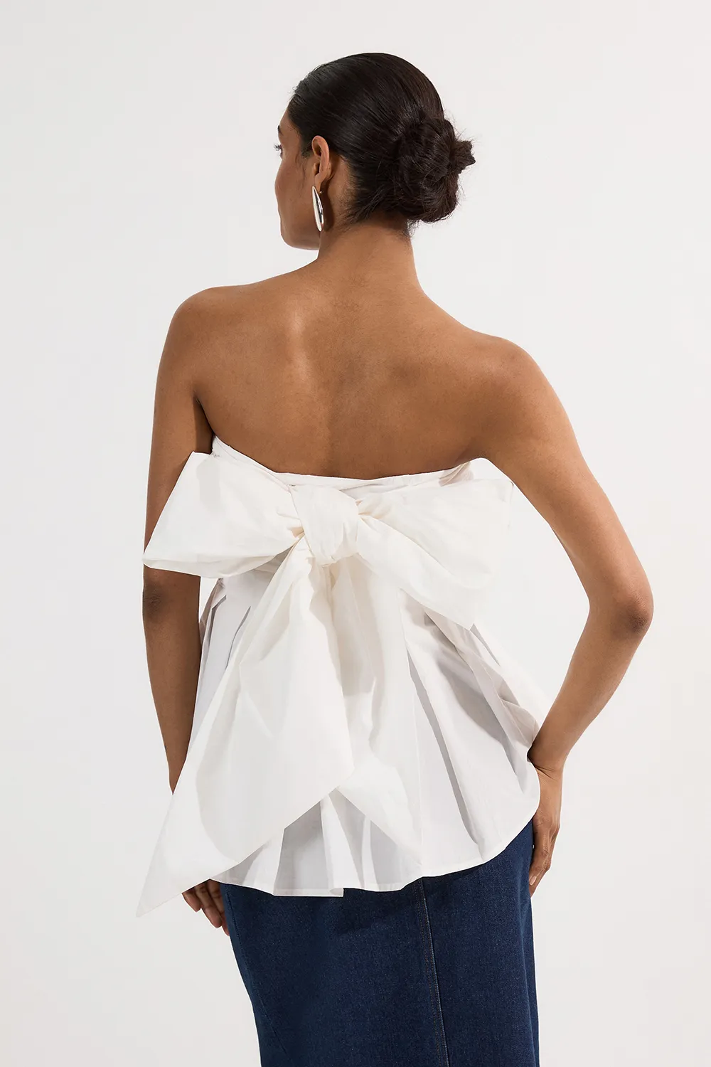 Cotton Poplin Bow Detail Woven Blouse BKK24392