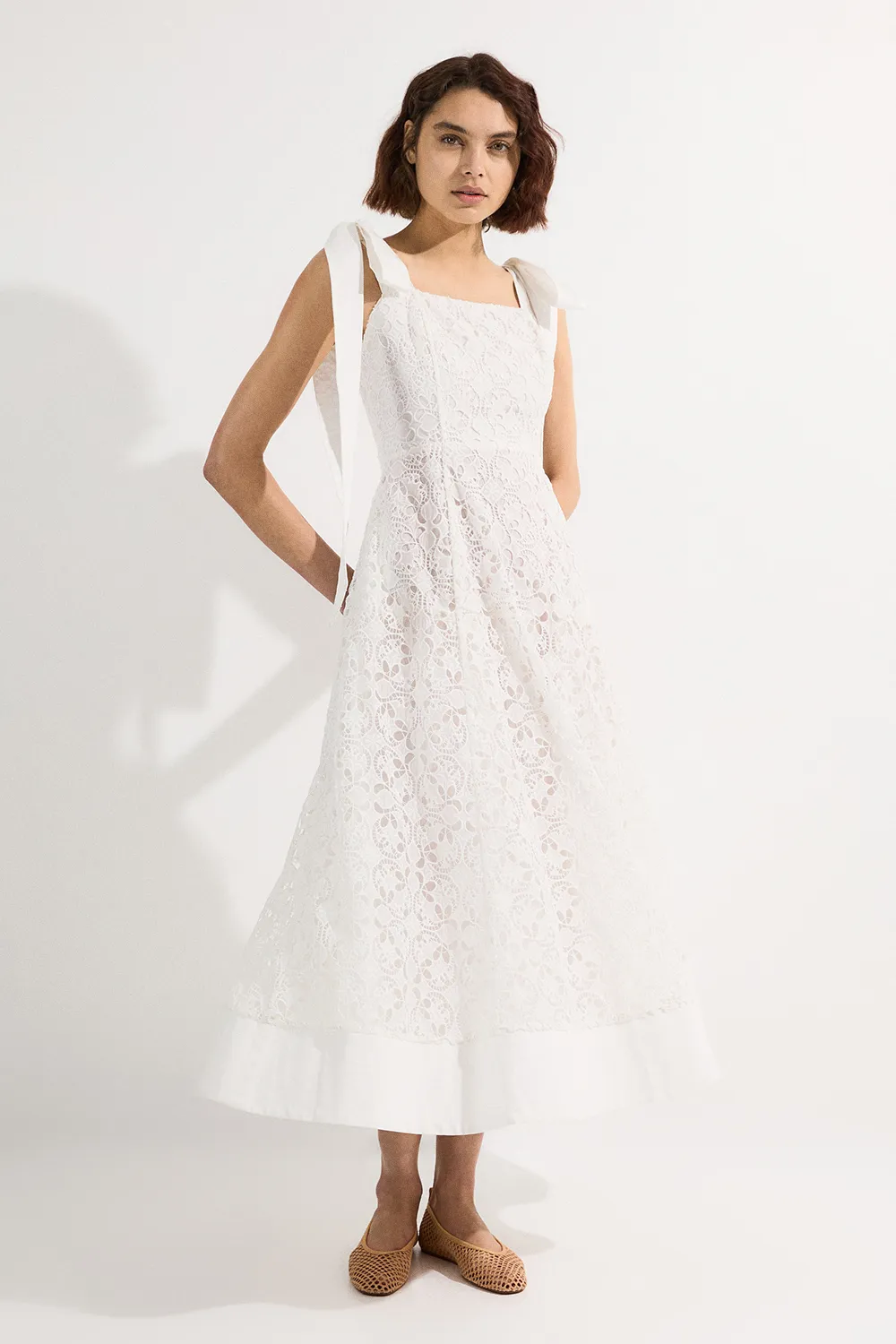 Cutwork Embroidery Woven Midi Prom Dress BKK24389 3 Cutwork Embroidery Woven Midi Prom Dress BKK24389