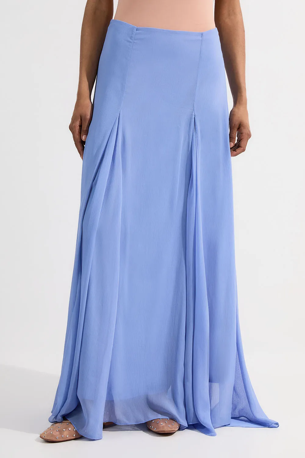 Crinkle Georgette Godet Woven Maxi Skirt BKK24403