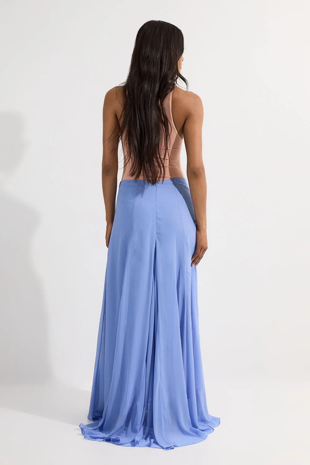 Crinkle Georgette Godet Woven Maxi Skirt BKK24403