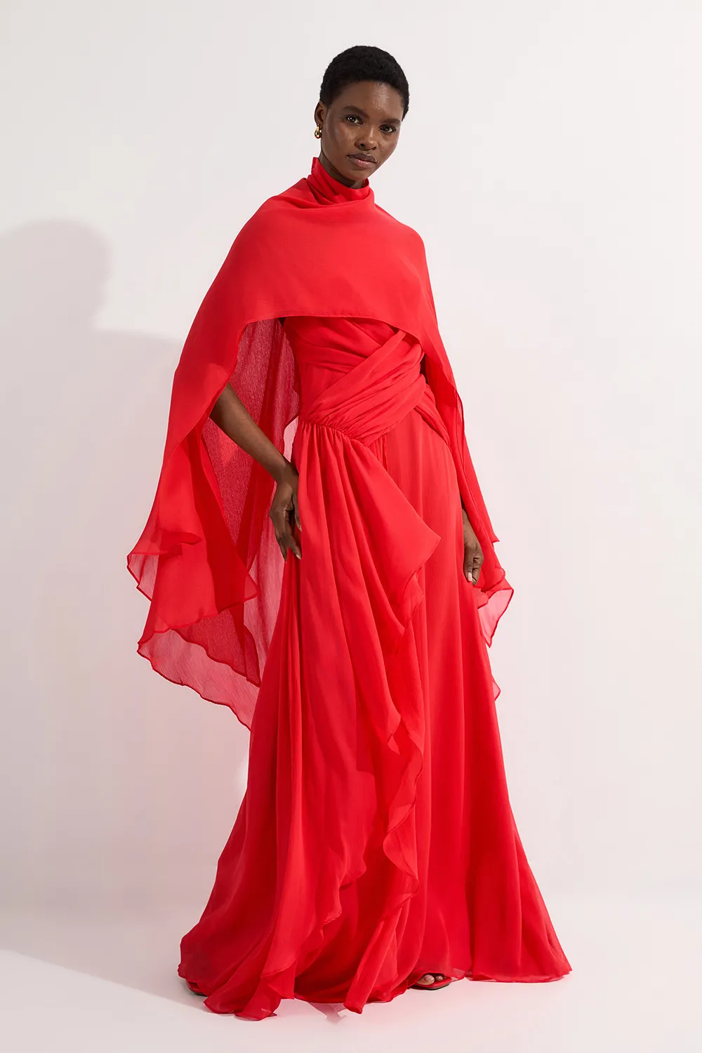 Crinkle Cross Front Georgette Woven Maxi Dress BKK24404