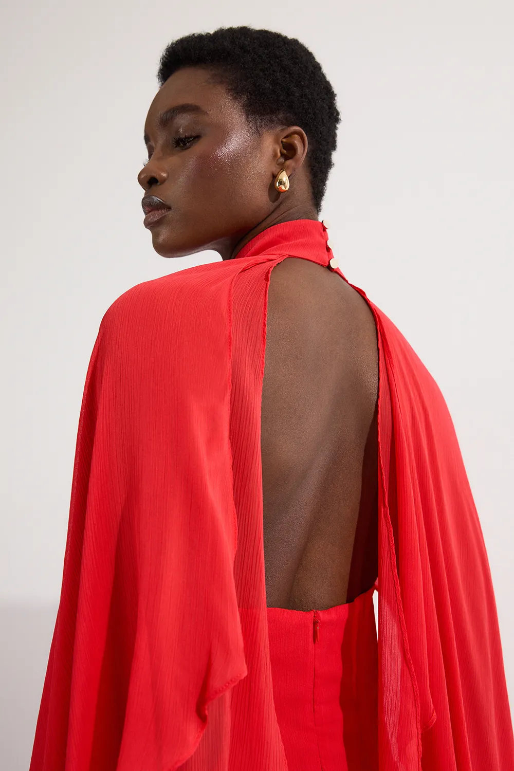 Crinkle Cross Front Georgette Woven Maxi Dress BKK24404