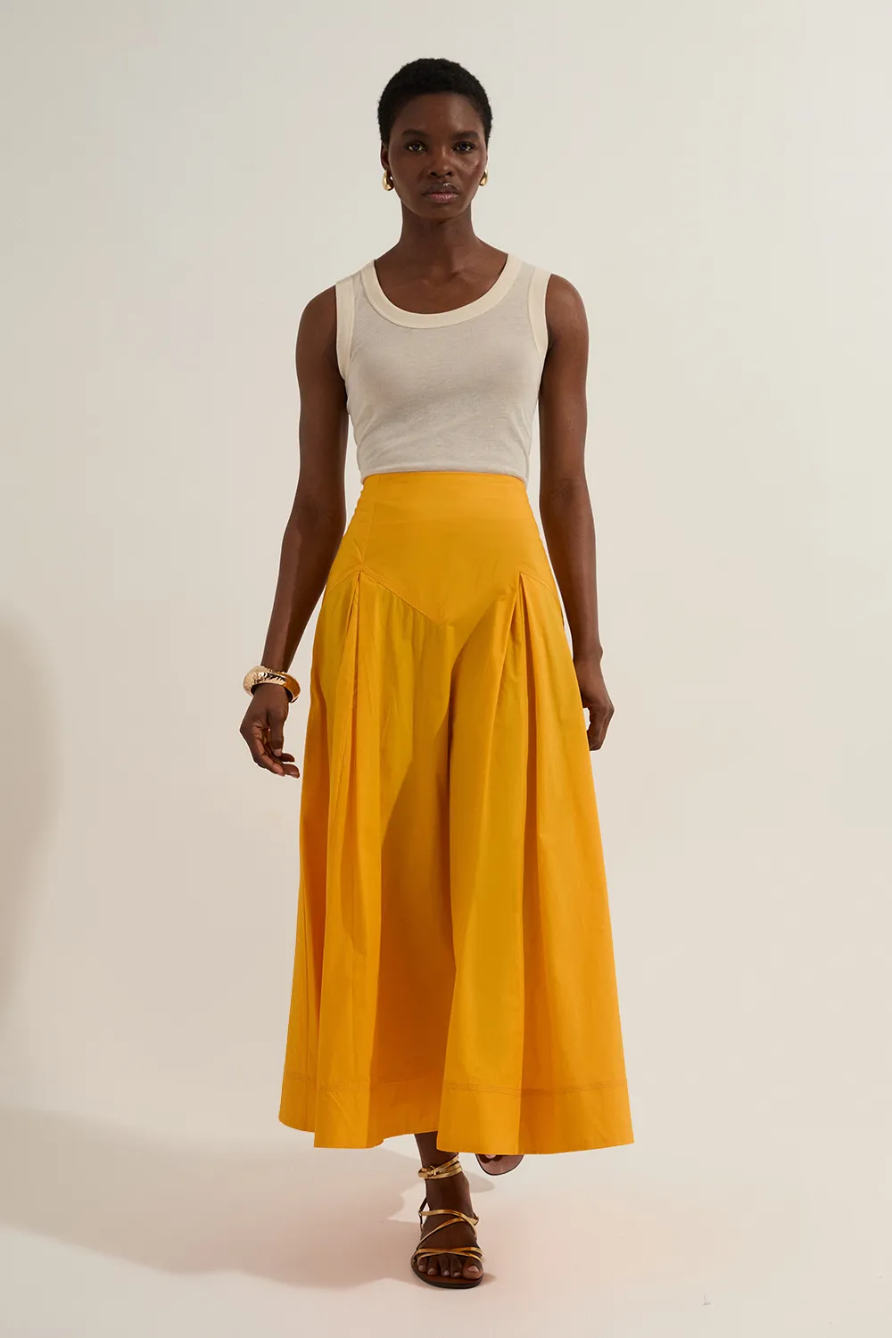 Cotton Woven Prom Skirt With Dropped Waist Detail BKK24417