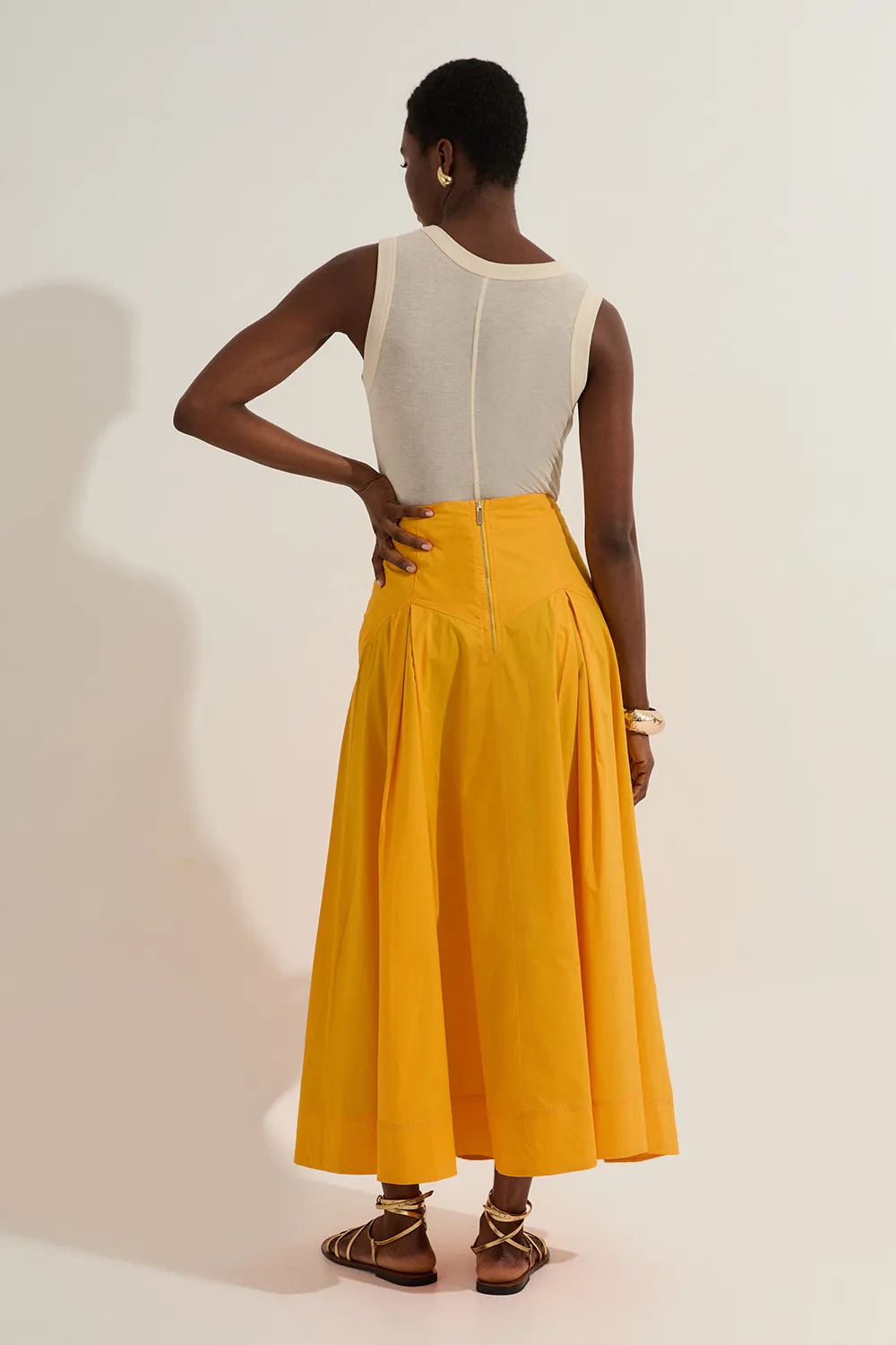 Cotton Woven Prom Skirt With Dropped Waist Detail BKK24417