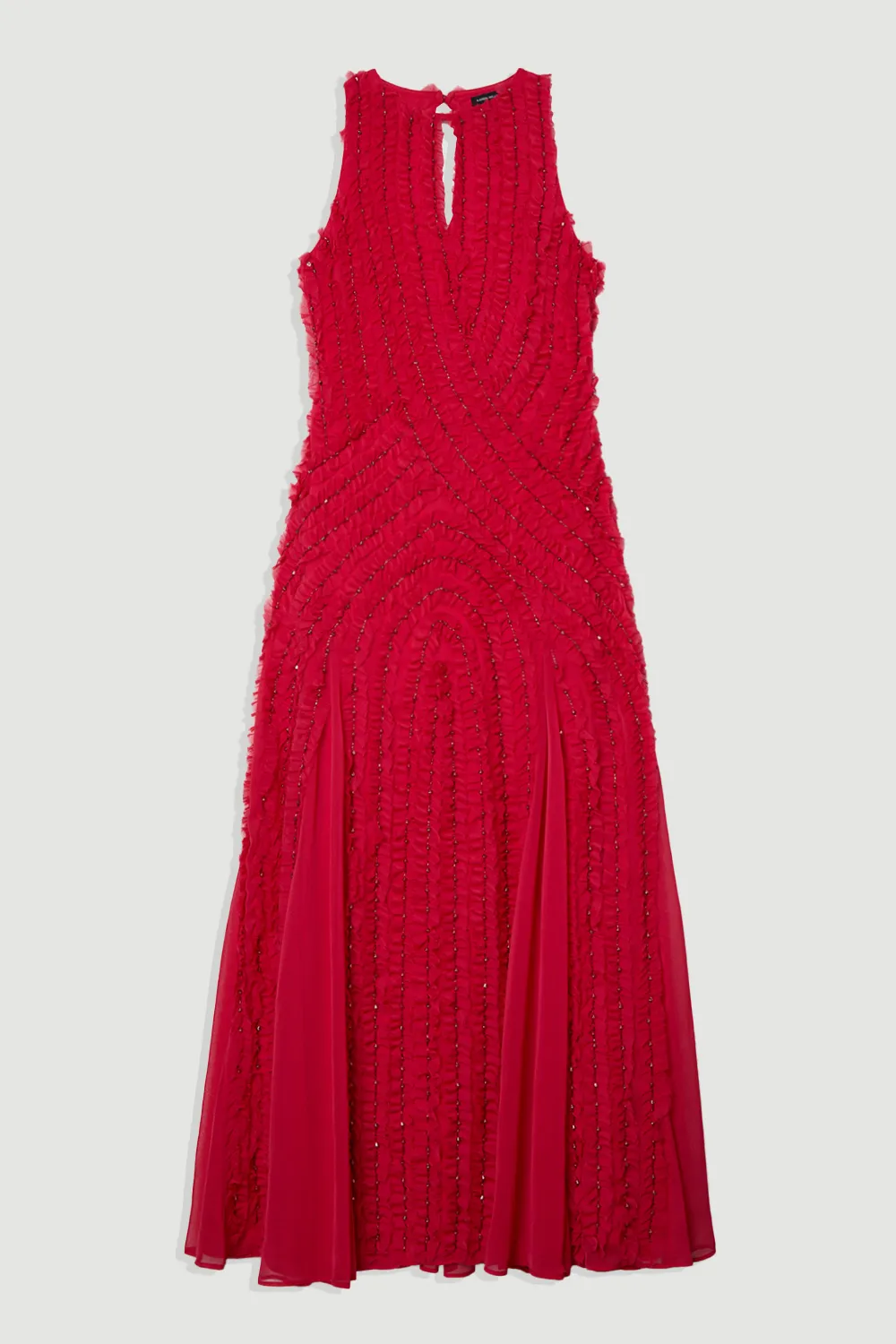 Embellished Ruffle Keyhole Cutout Woven Maxi Dress BKK24433 4 Embellished Ruffle Keyhole Cutout Woven Maxi Dress BKK24433